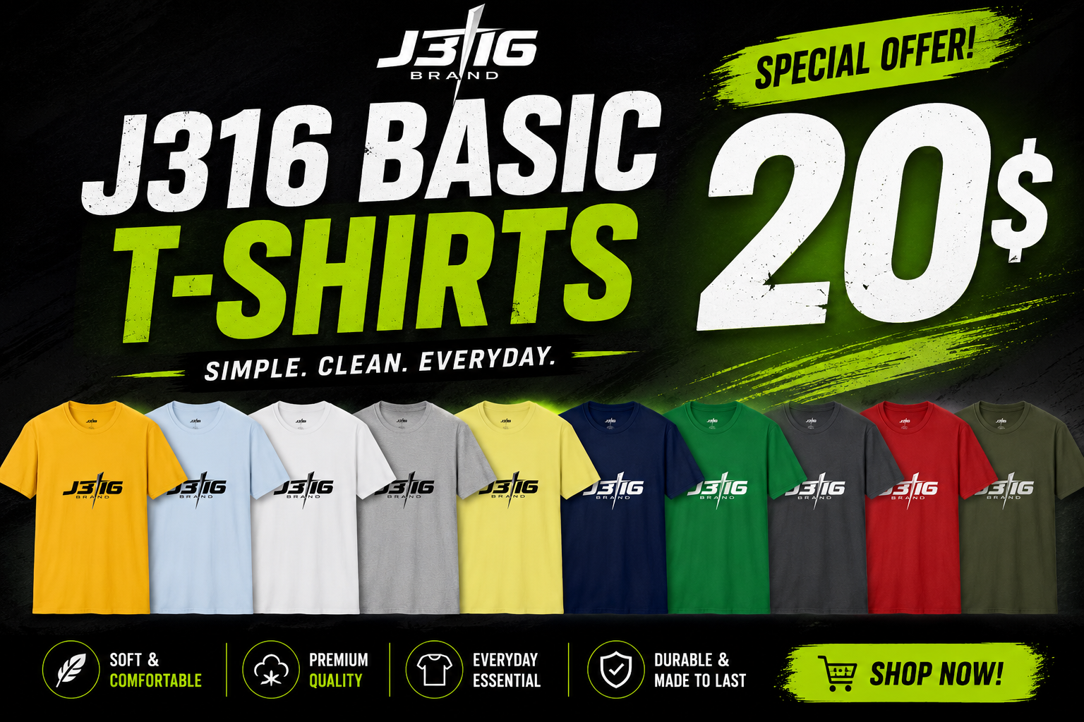 J316 Basic T-Shirts 20$