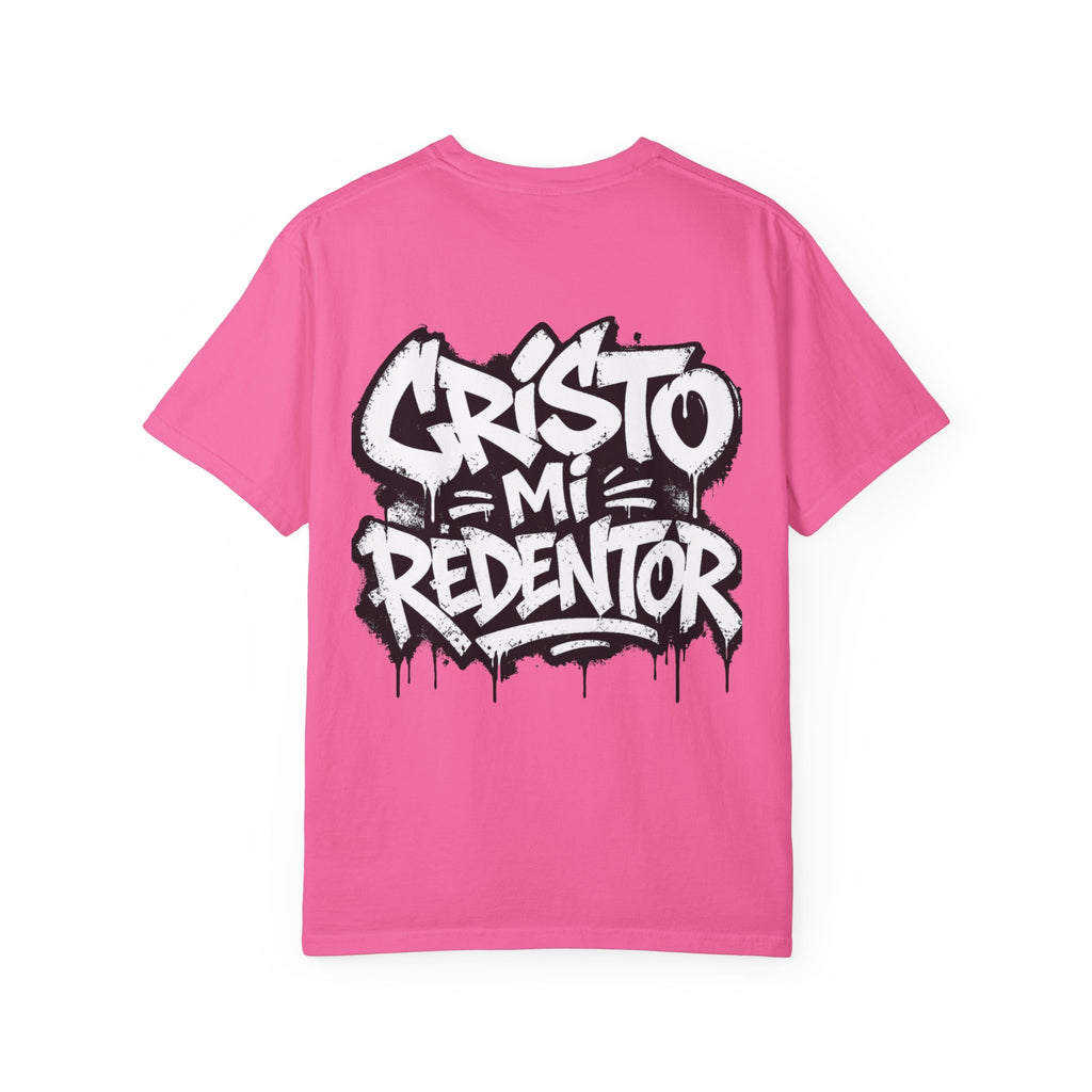 Cristo Mi Redentor Graphic T-Shirt — Spanish Faith Tee with Bold Graffiti Back