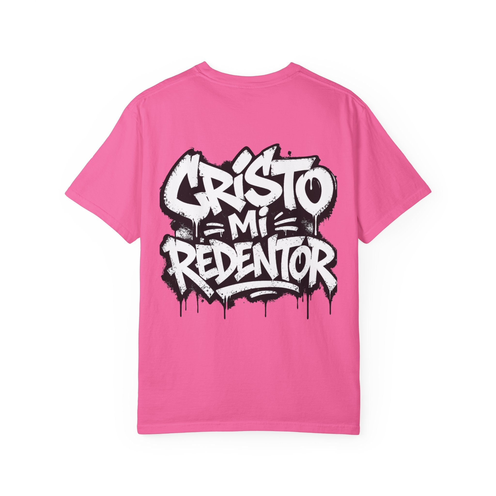 Cristo Mi Redentor Graphic T-Shirt — Spanish Faith Tee with Bold Graffiti Back