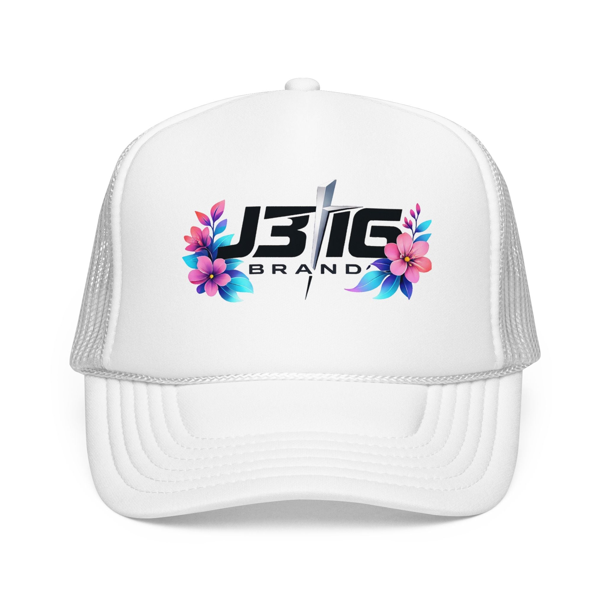 J3I6 Floral Logo Foam Trucker Hat