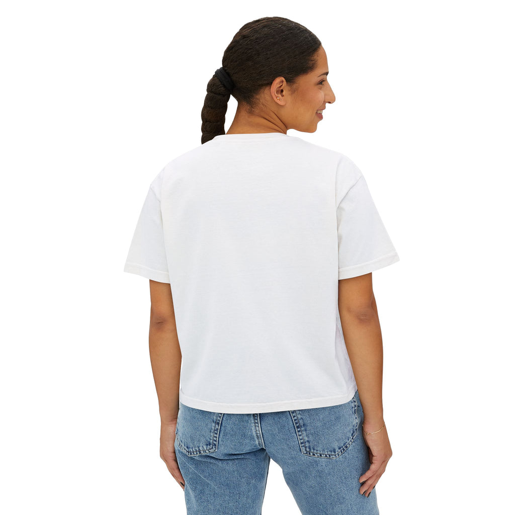 Women's Boxy Tee with JB1C Floral Logo — Cropped Casual Graphic Tee