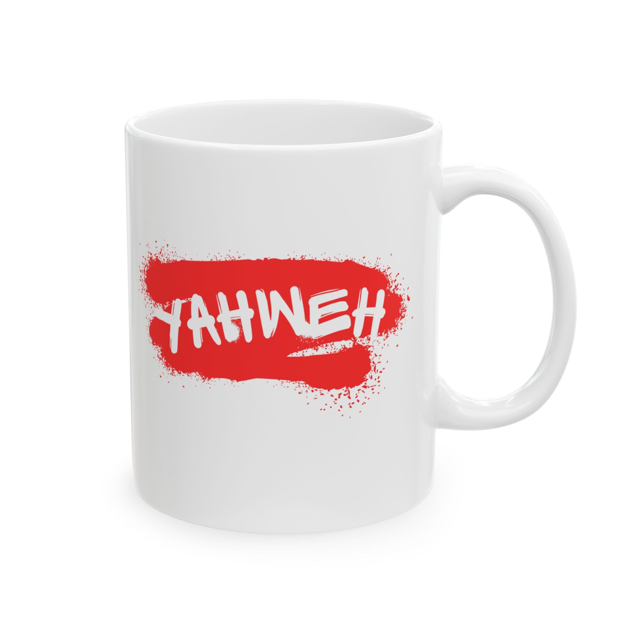 Ceramic Mug — Bold Red Graffiti 'Theh' Coffee Cup (11oz, 15oz)