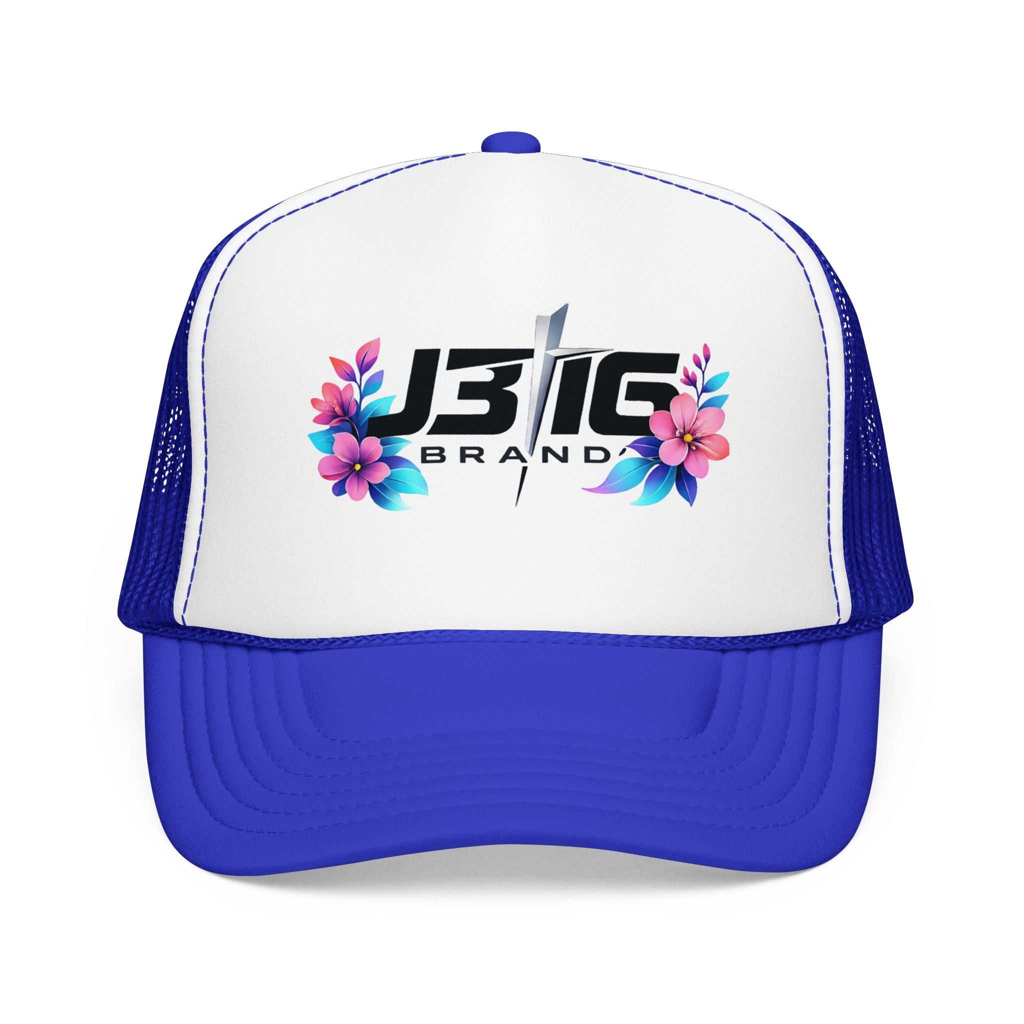J3I6 Floral Logo Foam Trucker Hat