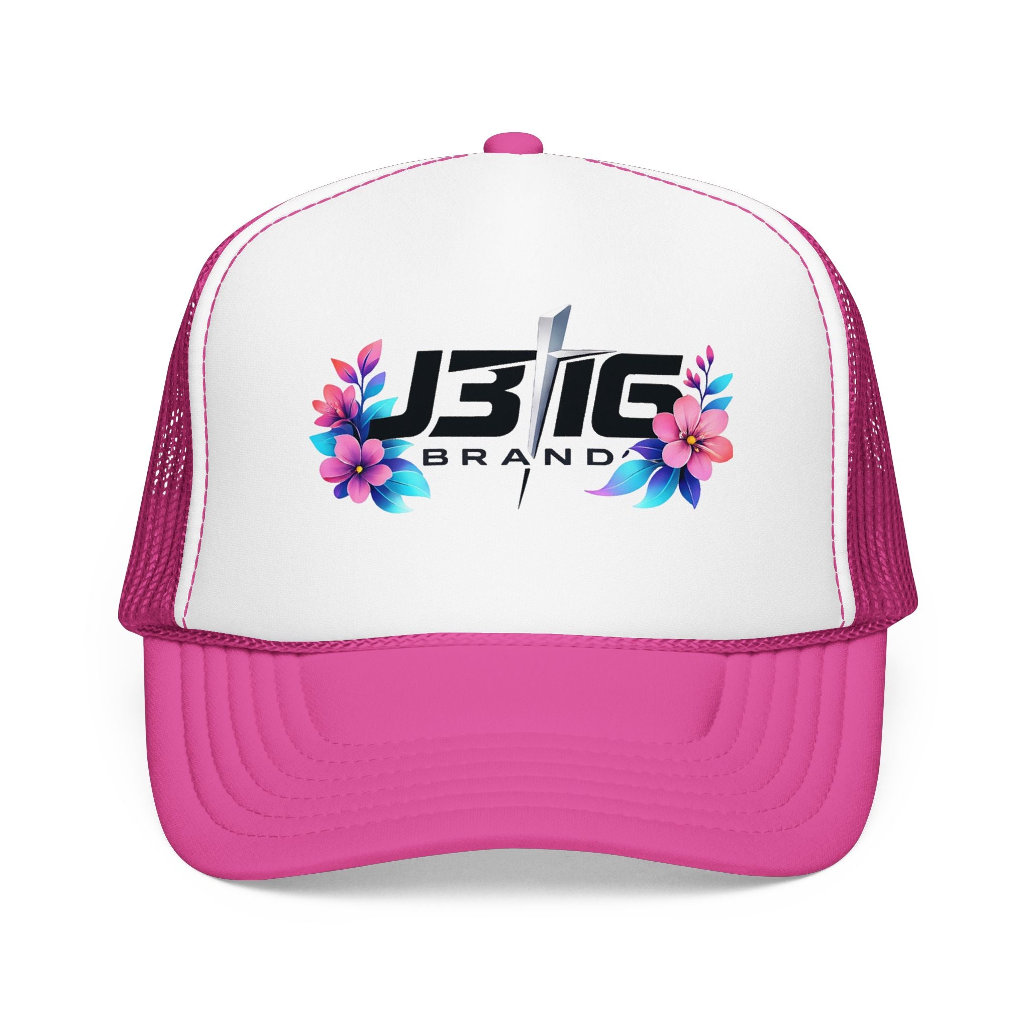 J3I6 Floral Logo Foam Trucker Hat
