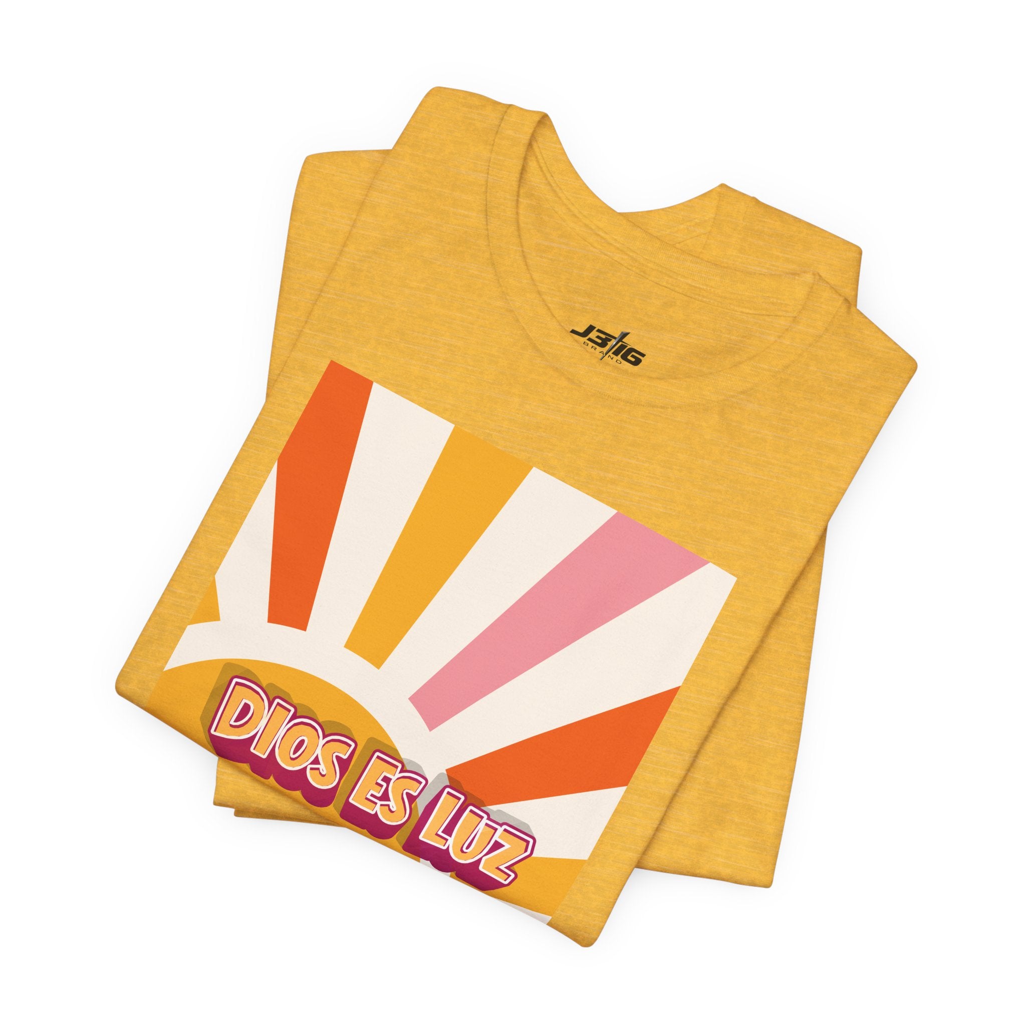 Dios Es Luz T‑Shirt – Retro Sunrise Christian Faith Tee