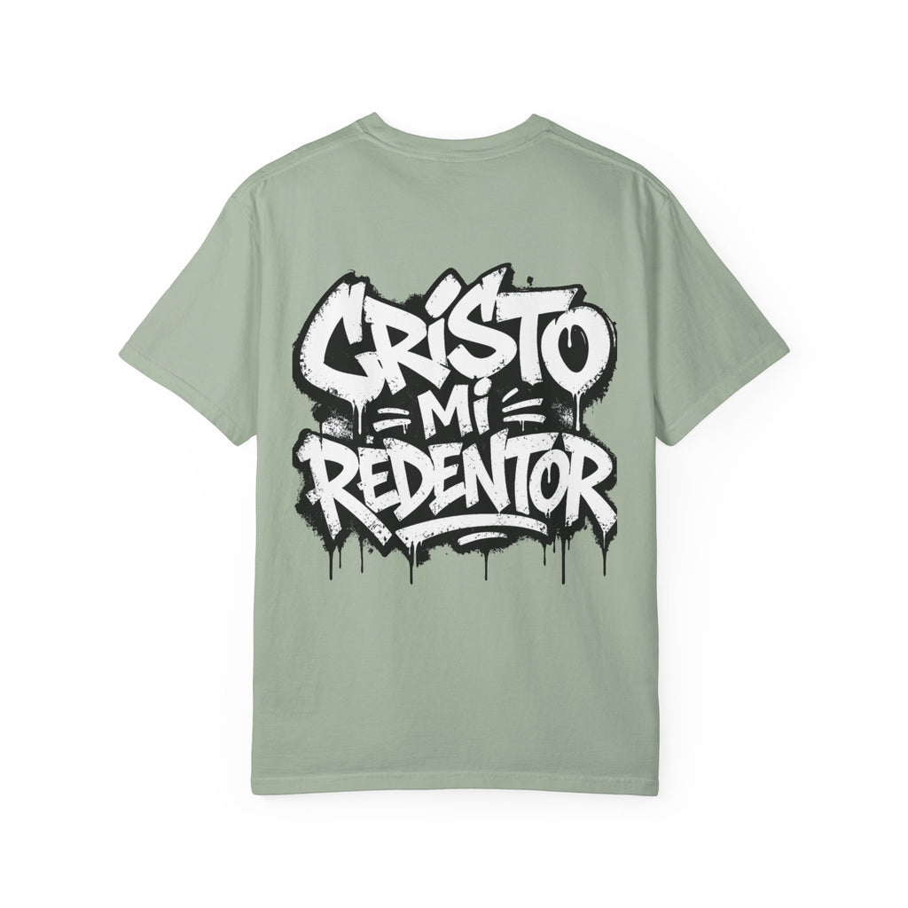 Cristo Mi Redentor Graphic T-Shirt — Spanish Faith Tee with Bold Graffiti Back