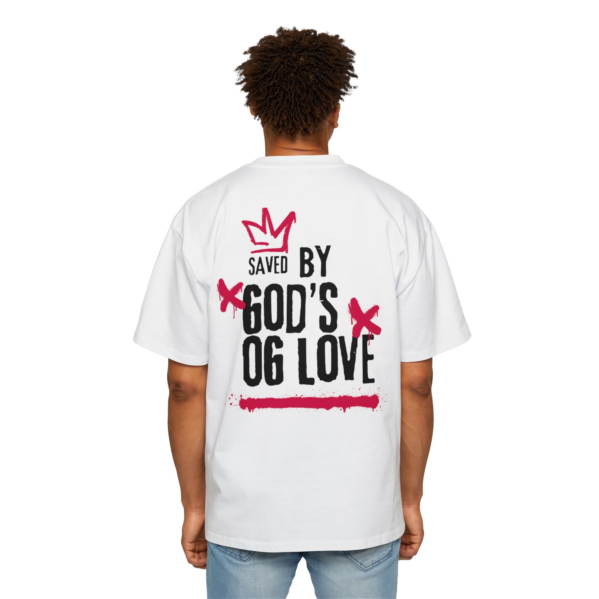 'Saved By God's Love' Oversized Men's Tee — J316 Urban Clothing Graphic T‑Shirt