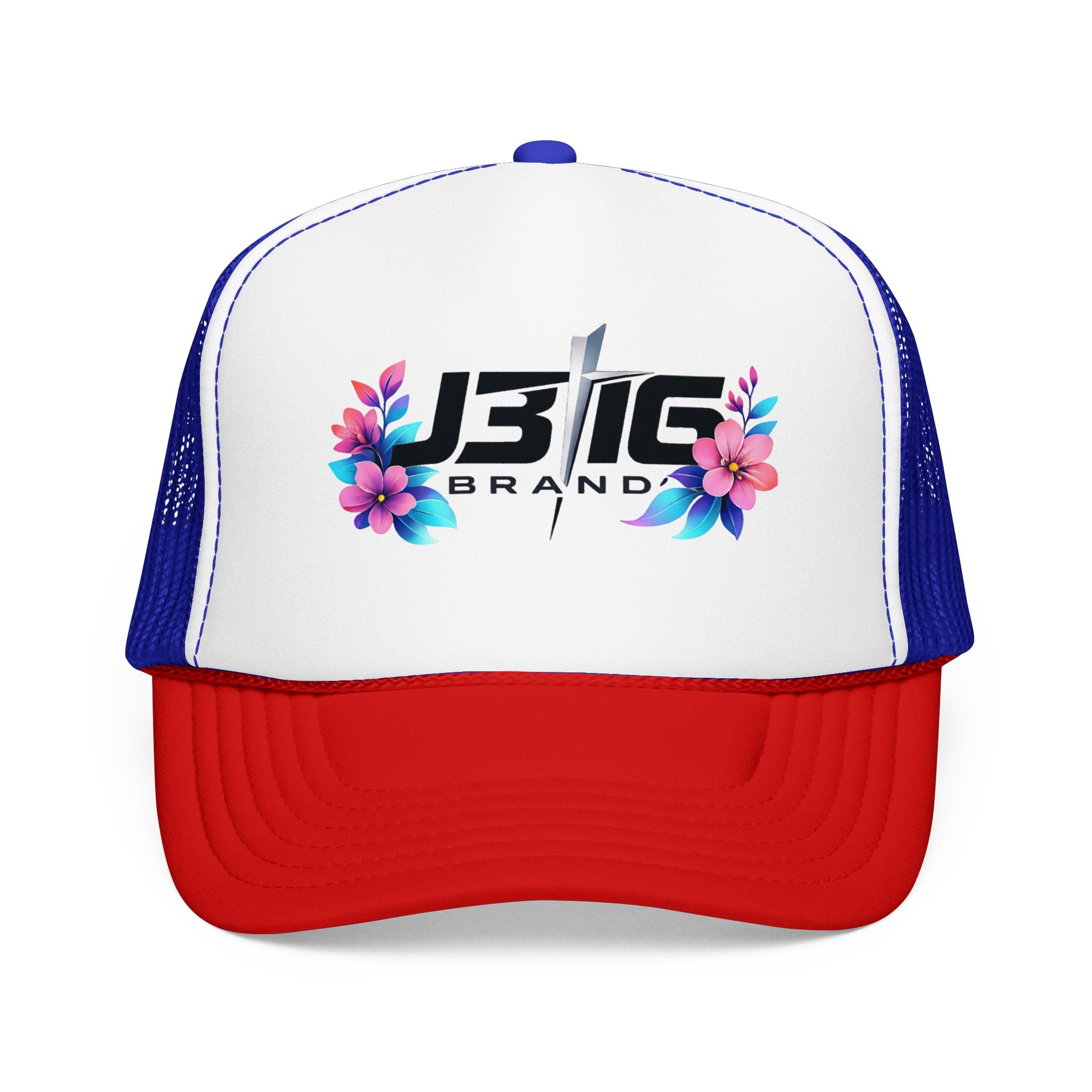J3I6 Floral Logo Foam Trucker Hat