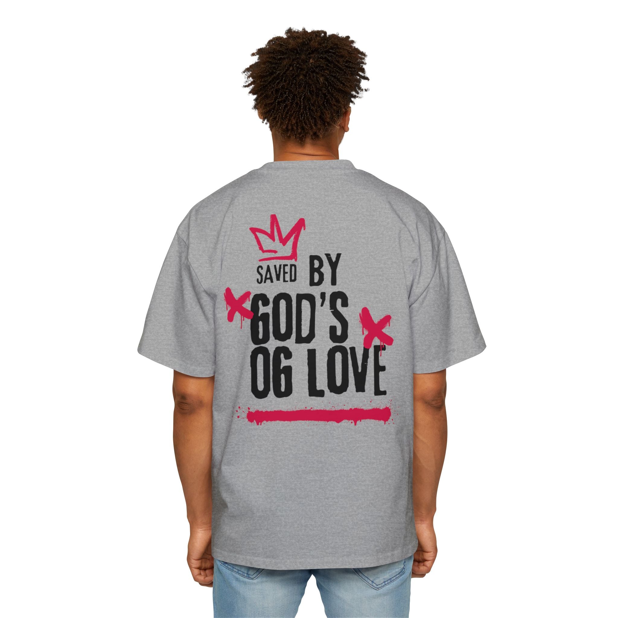 'Saved By God's Love' Oversized Men's Tee — J316 Urban Clothing Graphic T‑Shirt
