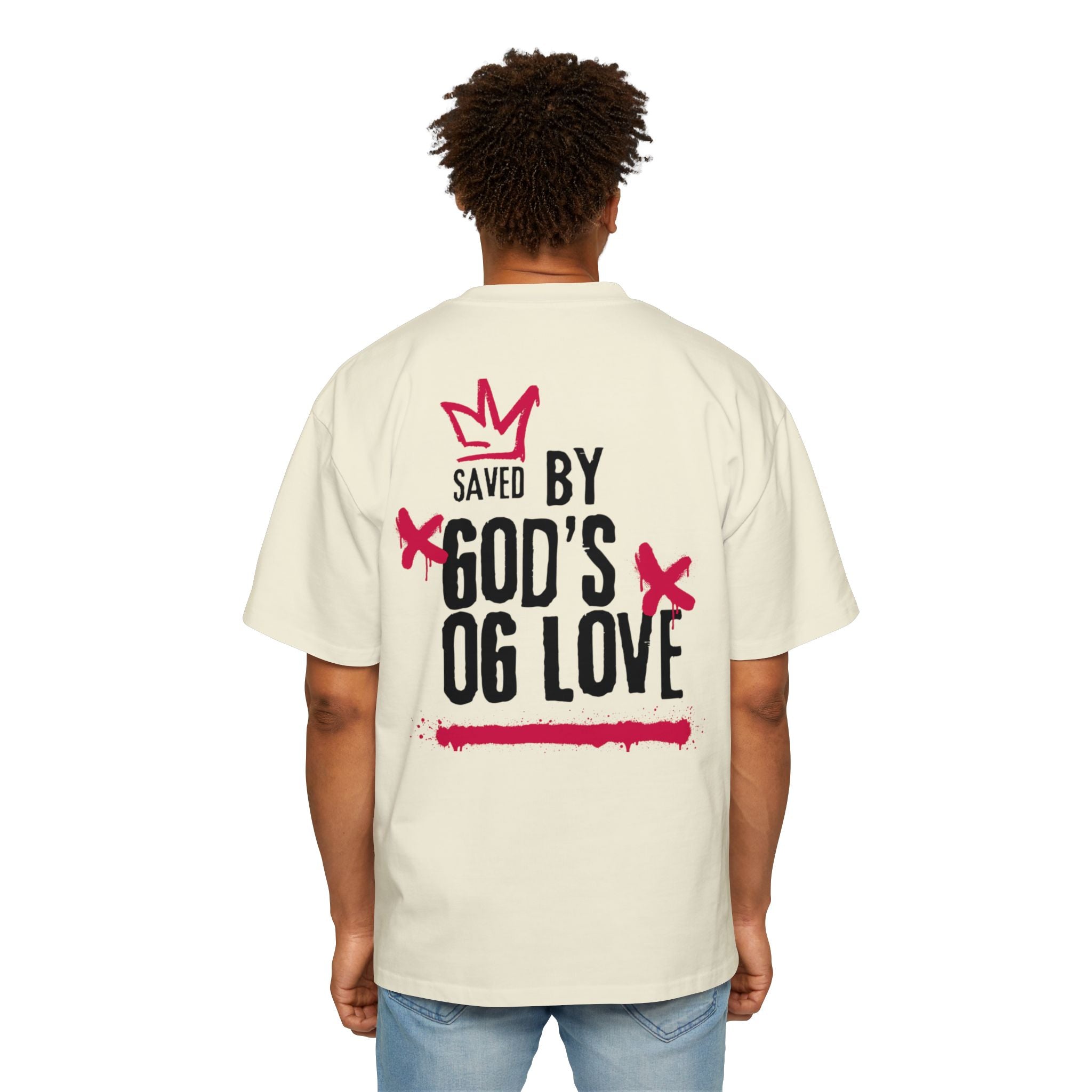 'Saved By God's Love' Oversized Men's Tee — J316 Urban Clothing Graphic T‑Shirt