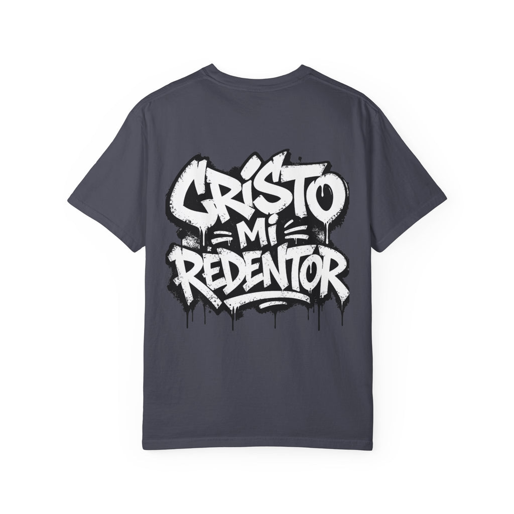 Religious Graphic T-Shirt — "Cristo Mi Redentor" Street Art Design
