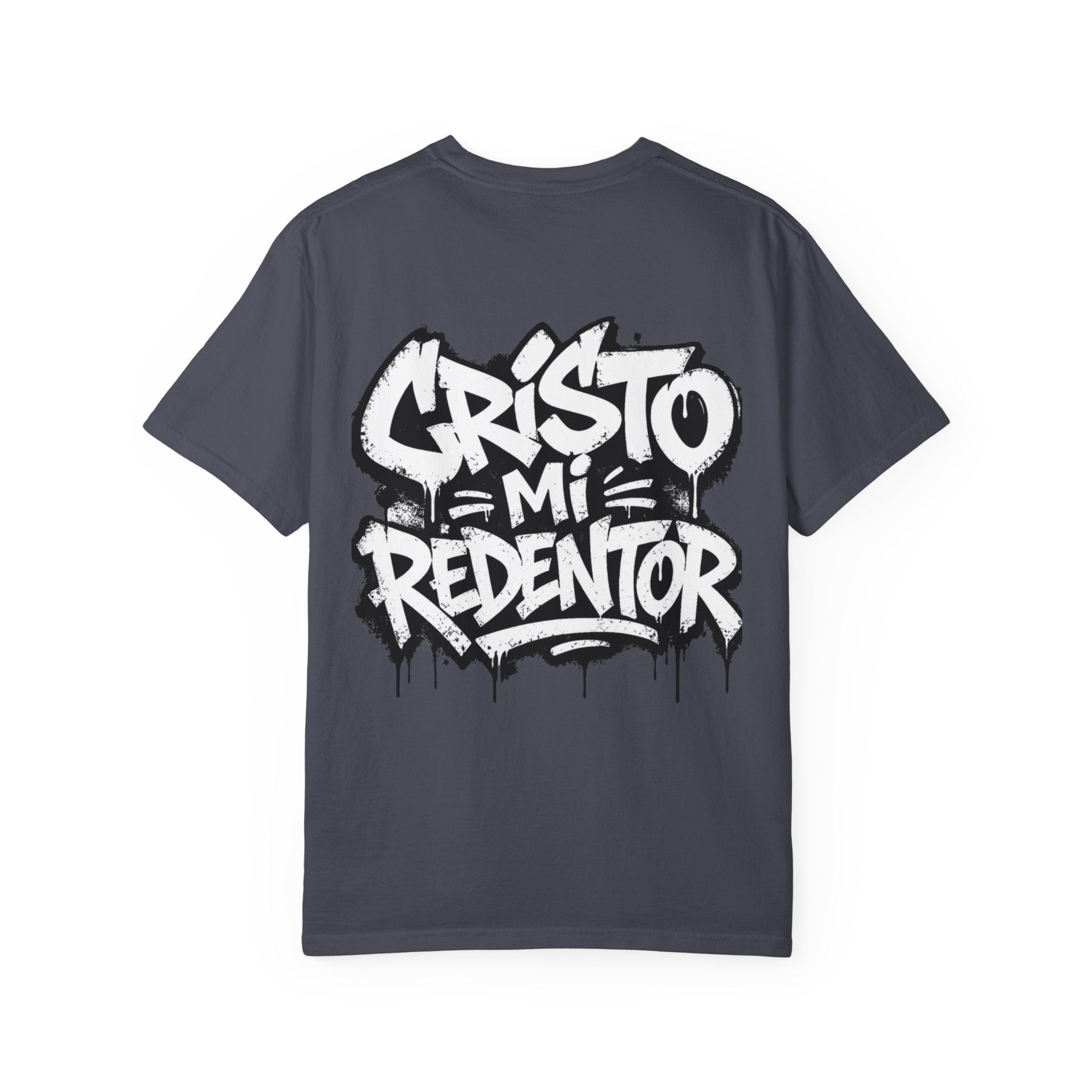 Religious Graphic T-Shirt — "Cristo Mi Redentor" Street Art Design