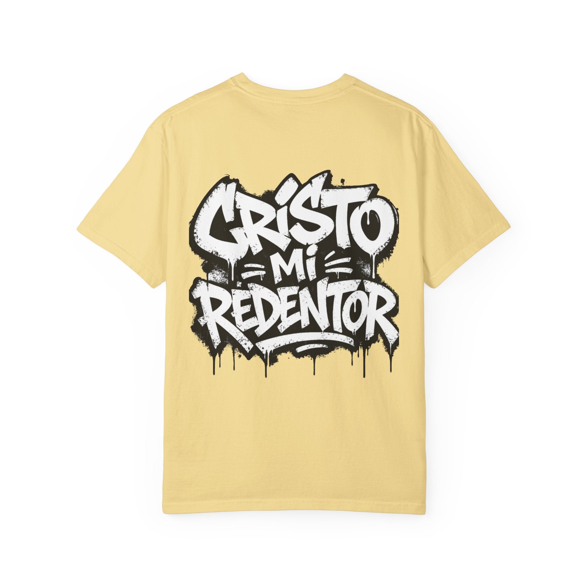 Cristo Mi Redentor Graphic T-Shirt — Spanish Faith Tee with Bold Graffiti Back