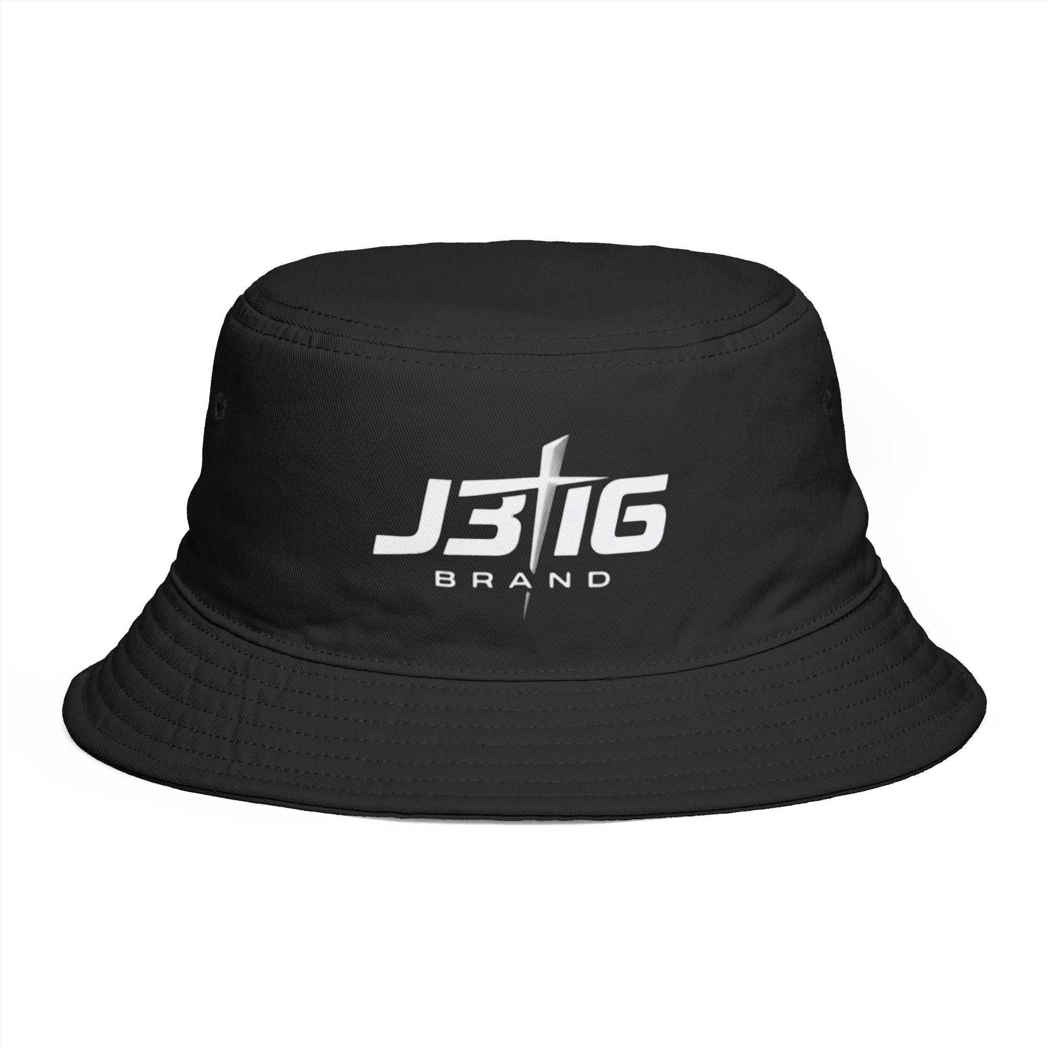 JS16 Drift Logo Bucket Hat — Black Embroidered Streetwear Sun Hat