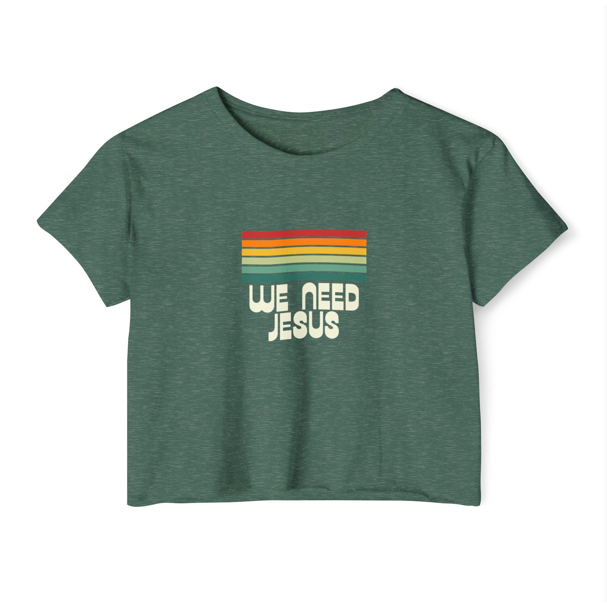 J316 We Need Jesus Womens Crop Top Dark