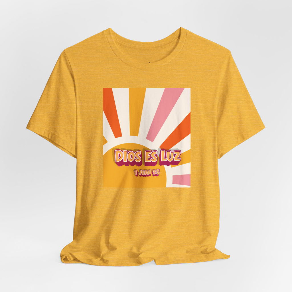 Dios Es Luz T‑Shirt – Retro Sunrise Christian Faith Tee