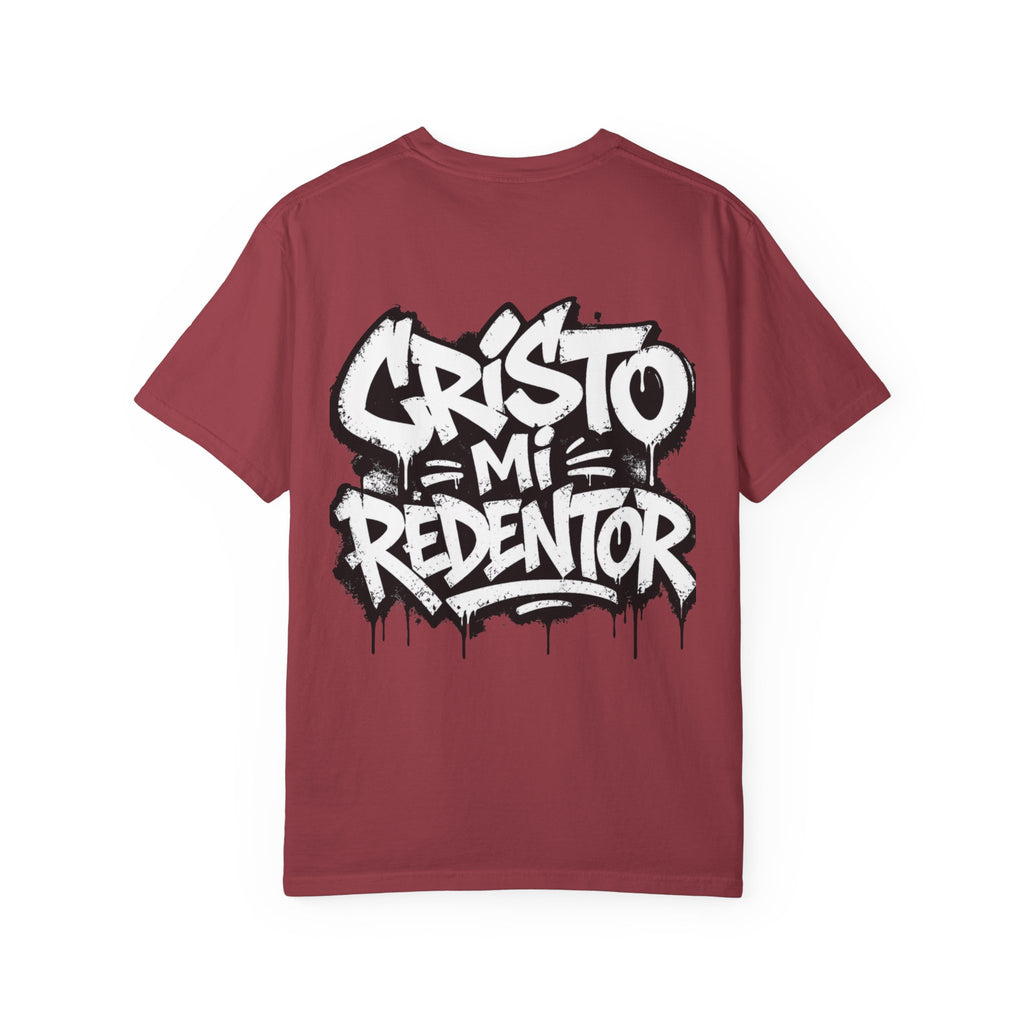 Religious Graphic T-Shirt — "Cristo Mi Redentor" Street Art Design