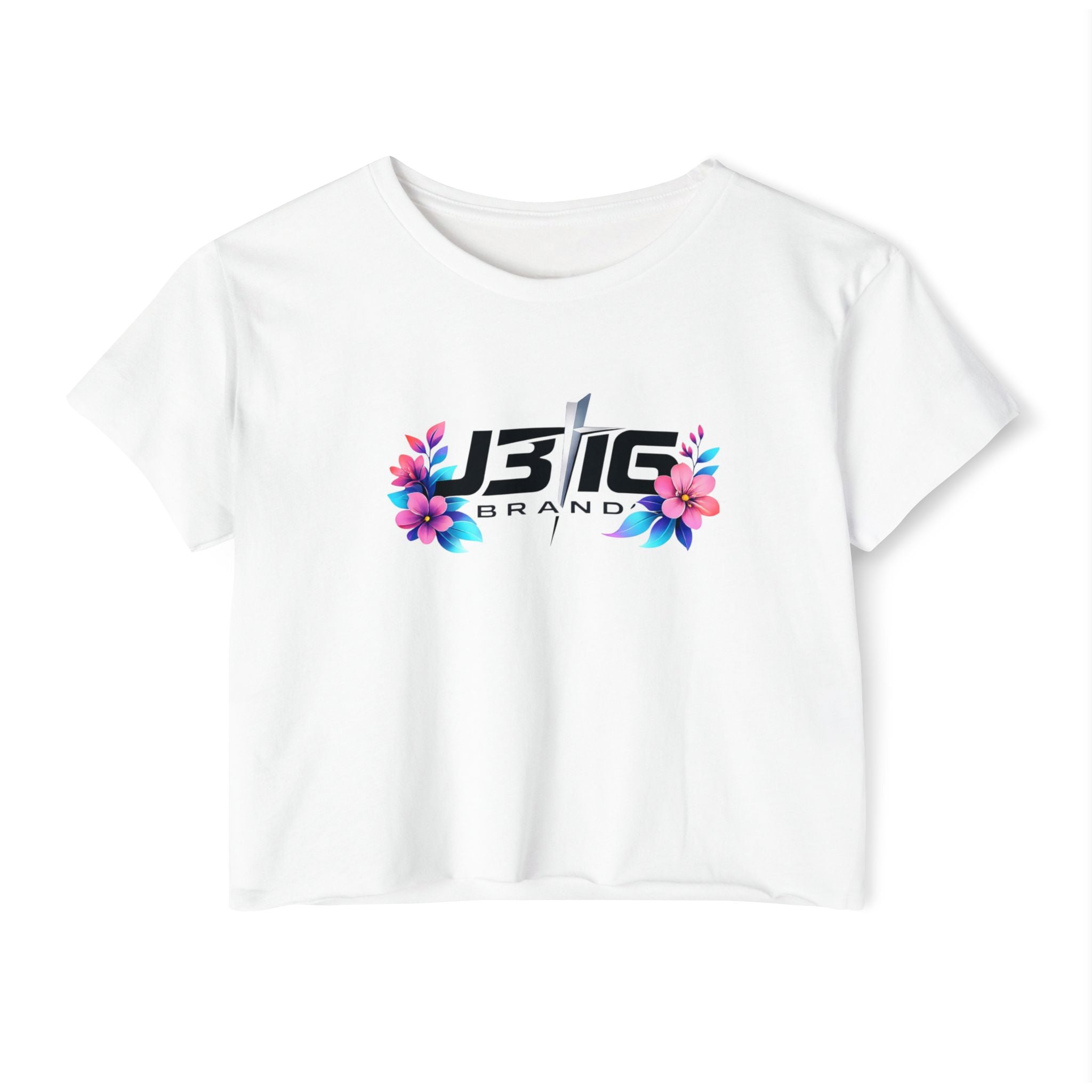 Festival Crop Top — J3TG Brand Floral Logo Women's Crop Tee