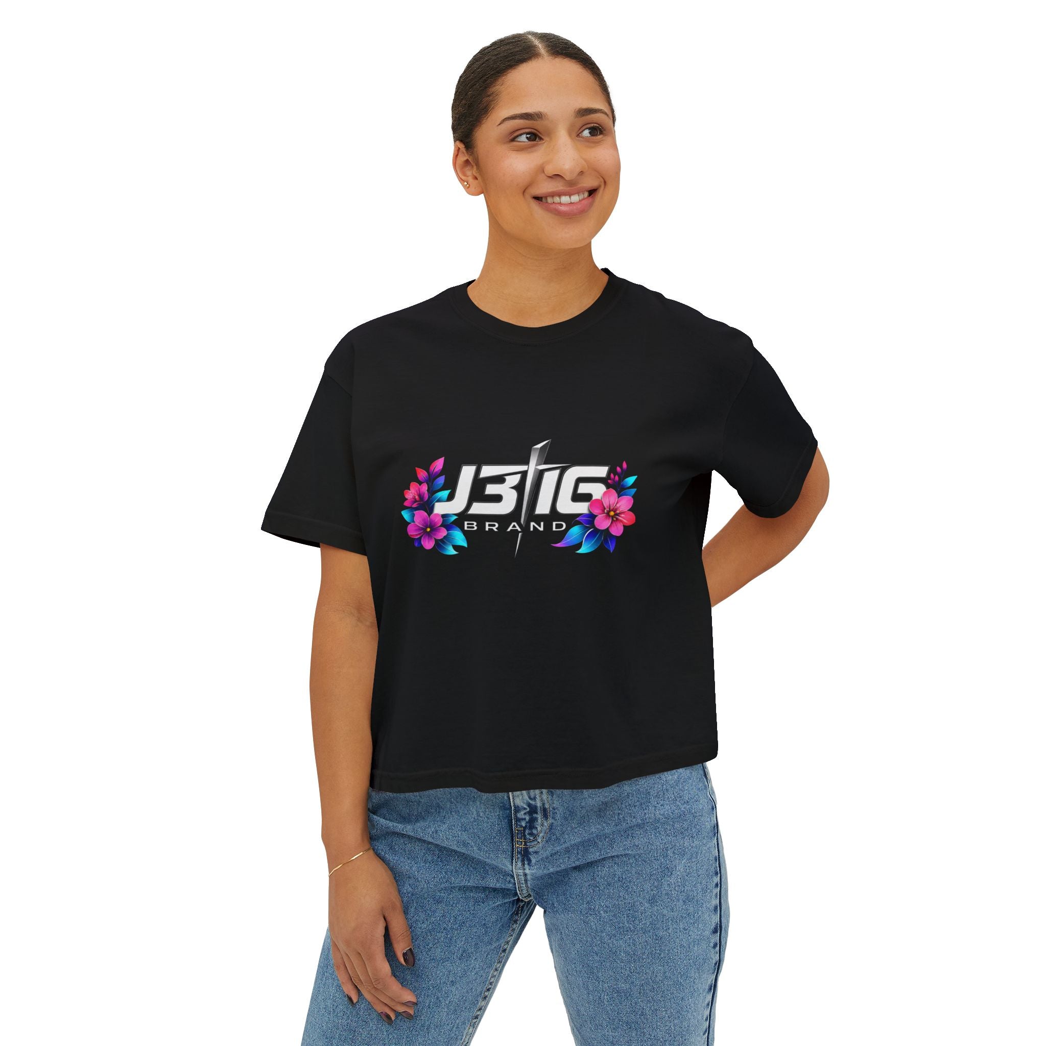 Justice Floral Boxy Tee — Women’s Minimalist Graphic Shirt
