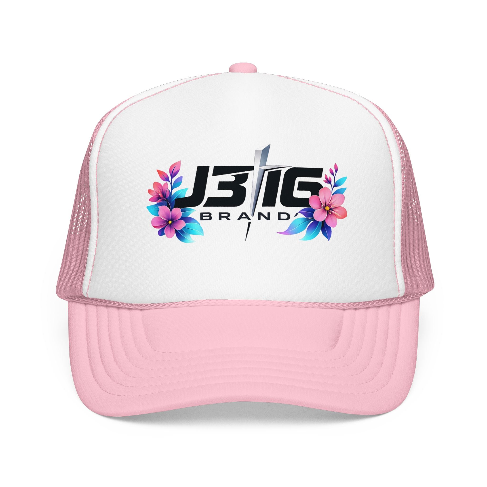 J3I6 Floral Logo Foam Trucker Hat