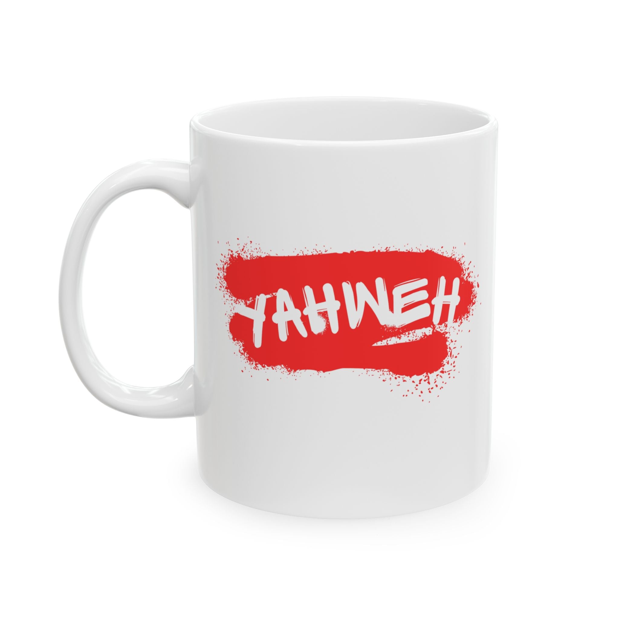 Ceramic Mug — Bold Red Graffiti 'Theh' Coffee Cup (11oz, 15oz)