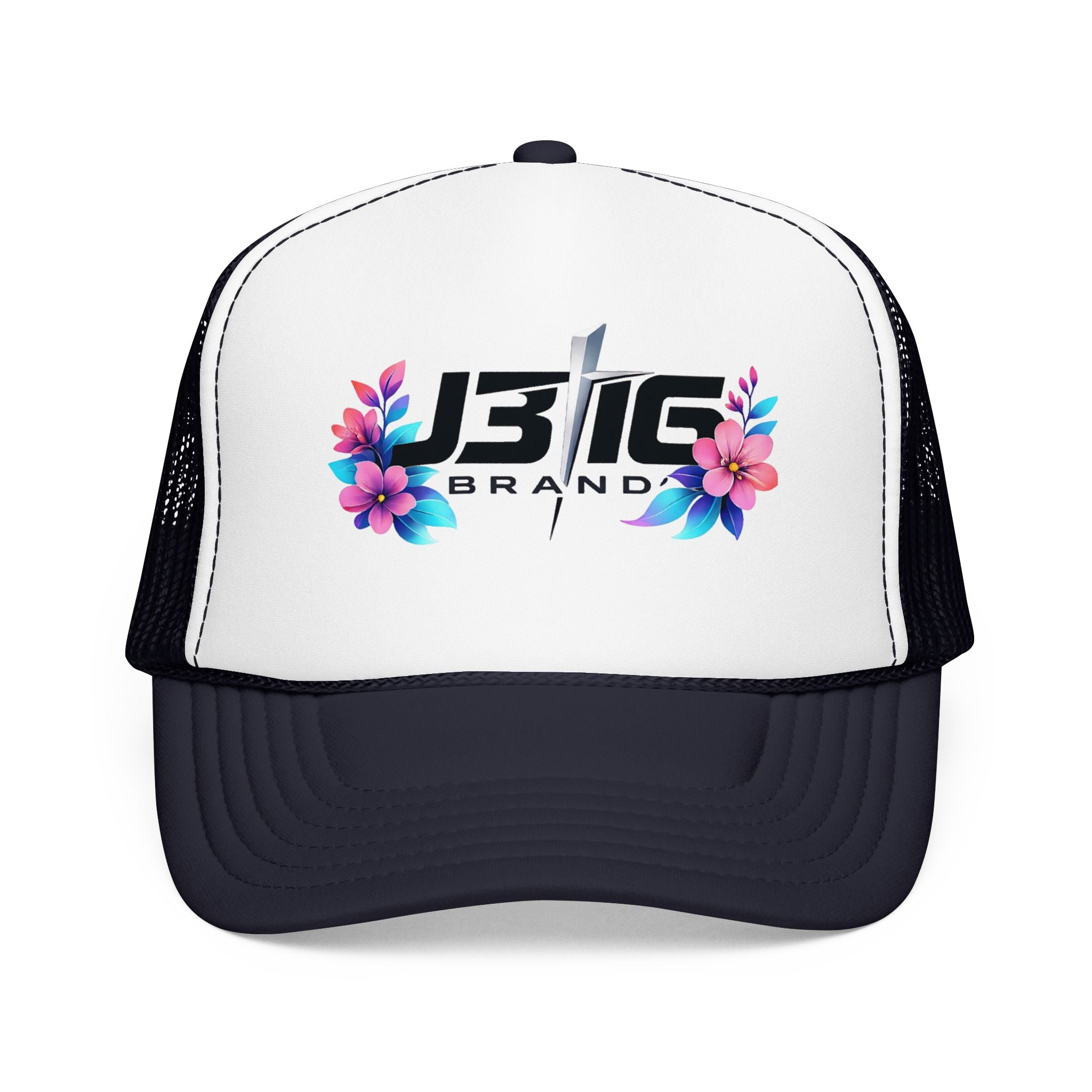 J3I6 Floral Logo Foam Trucker Hat