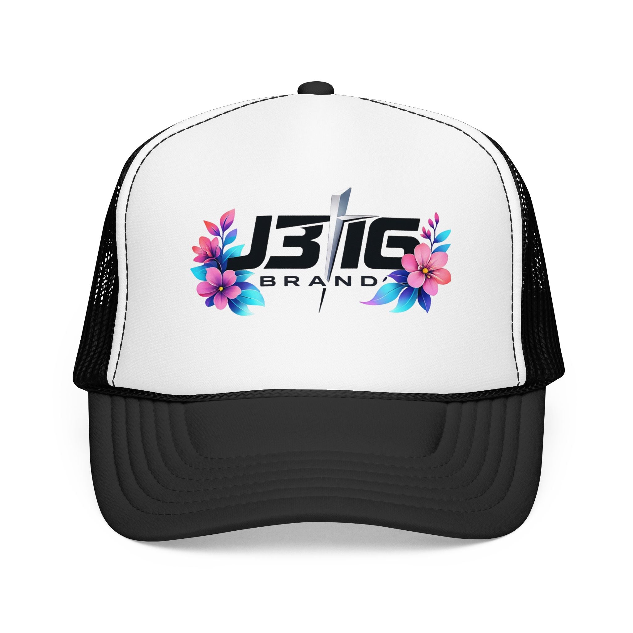J3I6 Floral Logo Foam Trucker Hat