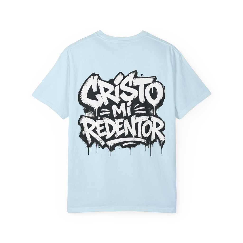 Cristo Mi Redentor Graphic T-Shirt — Spanish Faith Tee with Bold Graffiti Back