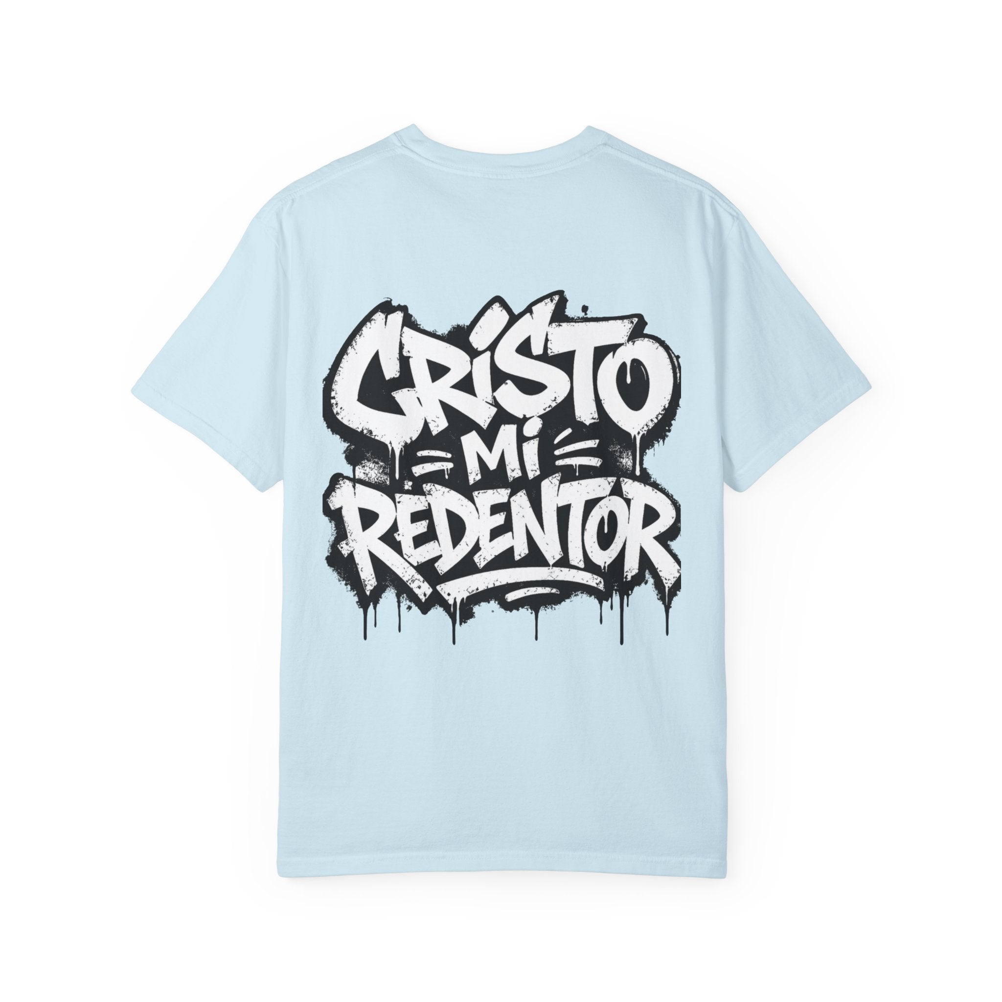 Cristo Mi Redentor Graphic T-Shirt — Spanish Faith Tee with Bold Graffiti Back