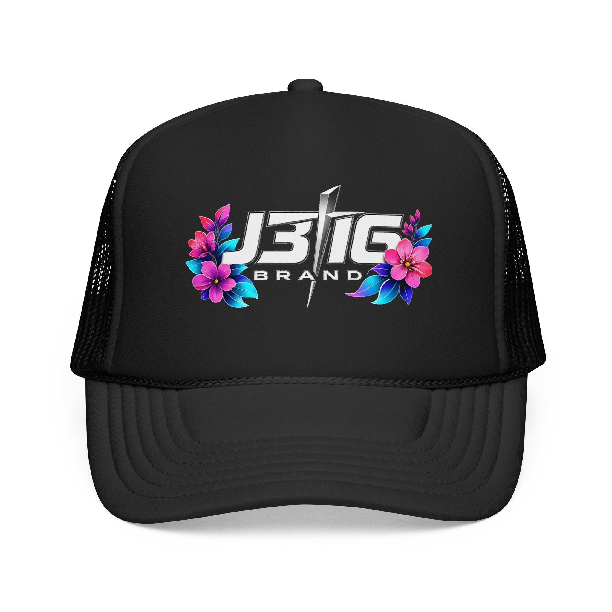 J316 Floral Logo Foam Trucker Hat Dark