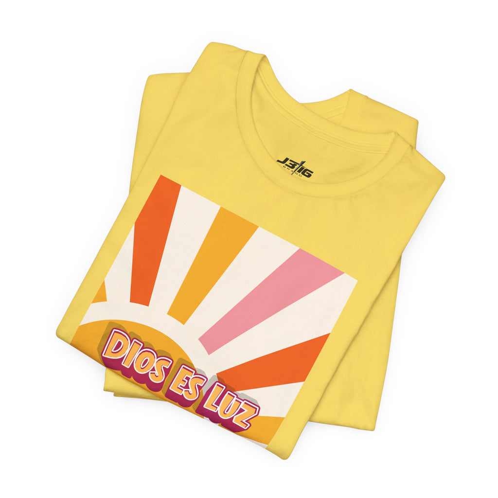 Dios Es Luz T‑Shirt – Retro Sunrise Christian Faith Tee