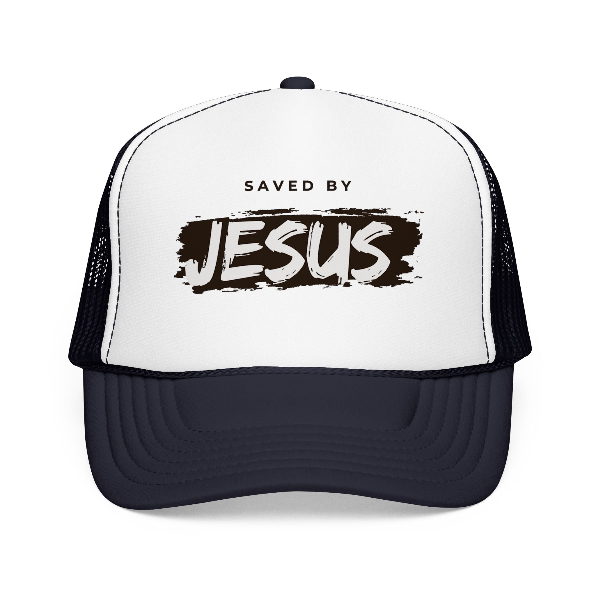 J316 Saved by Jesus Foam Trucker hat