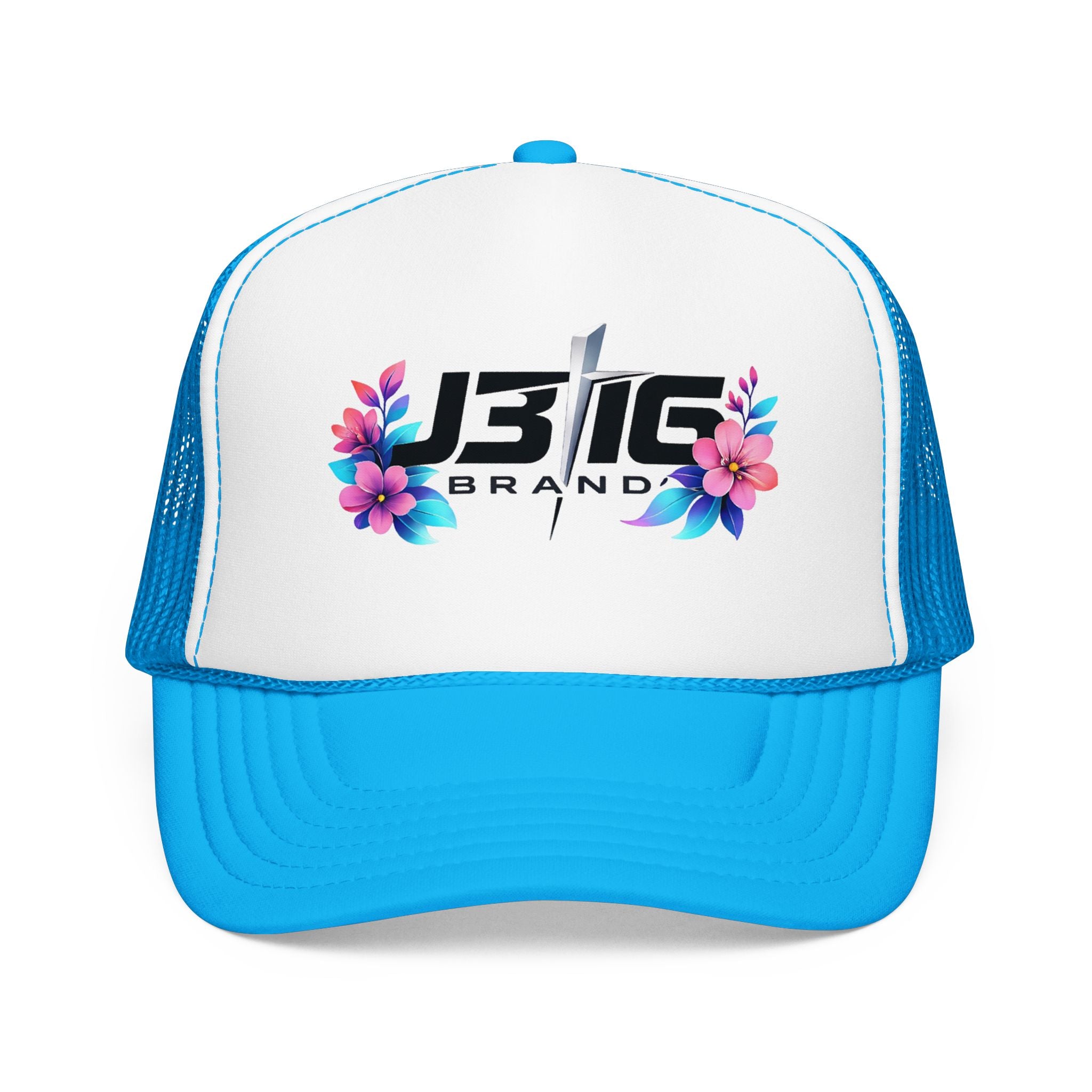 J3I6 Floral Logo Foam Trucker Hat