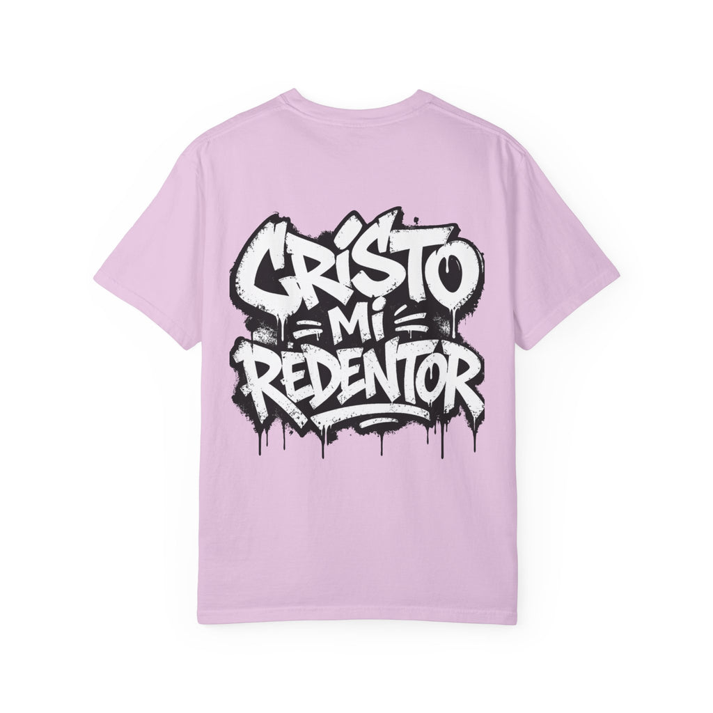 Cristo Mi Redentor Graphic T-Shirt — Spanish Faith Tee with Bold Graffiti Back