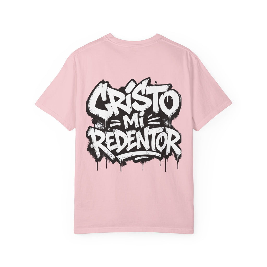 Cristo Mi Redentor Graphic T-Shirt — Spanish Faith Tee with Bold Graffiti Back