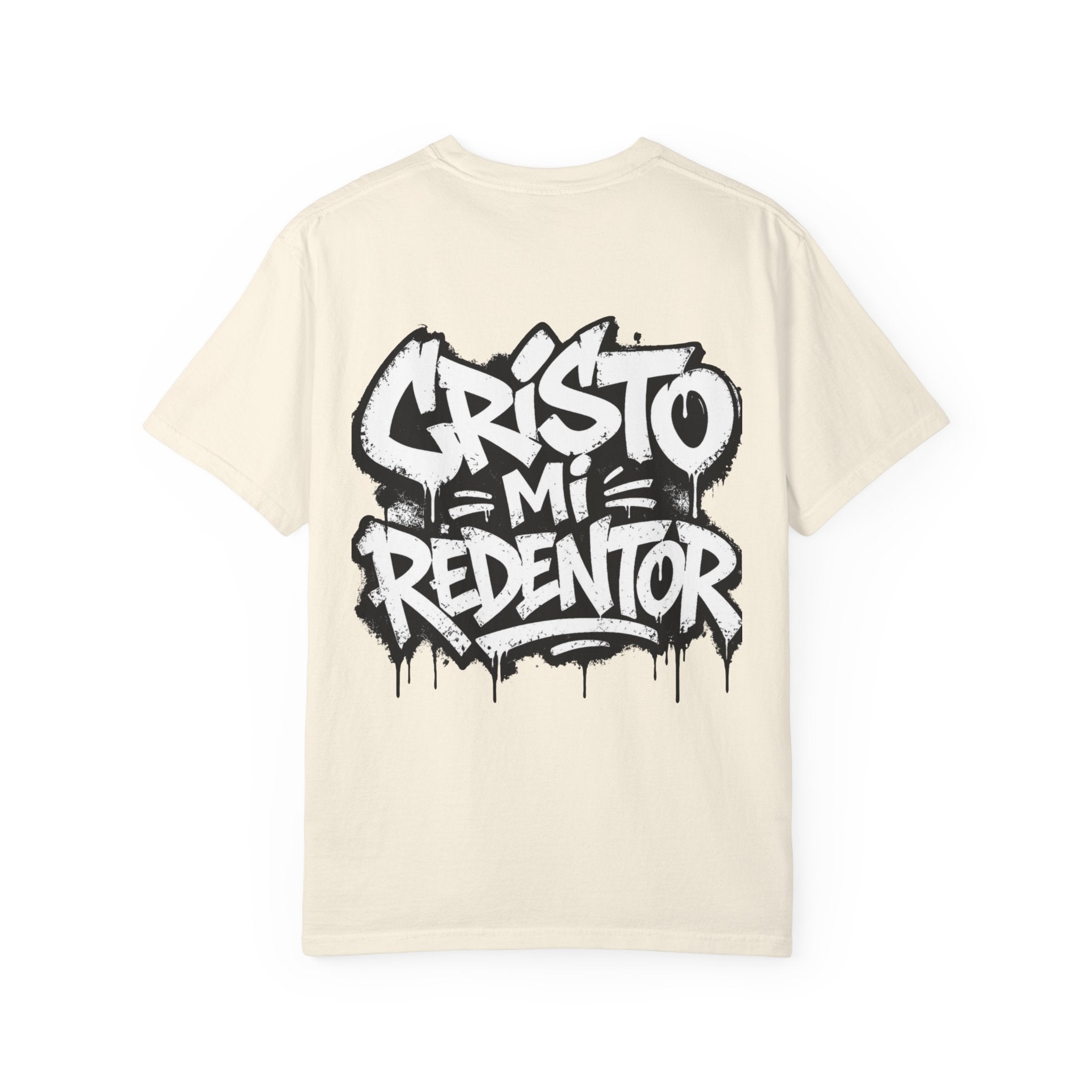 Cristo Mi Redentor Graphic T-Shirt — Spanish Faith Tee with Bold Graffiti Back