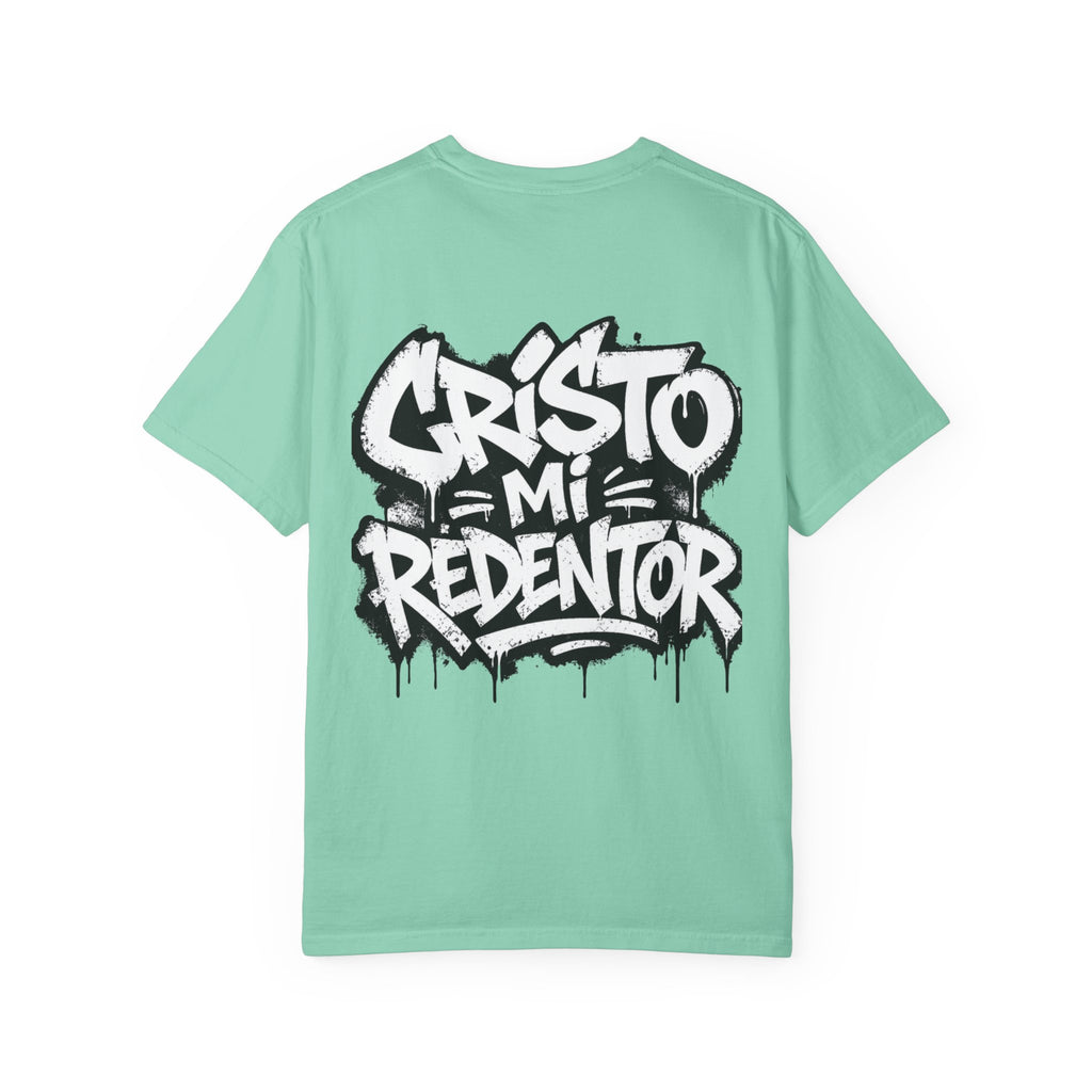 Cristo Mi Redentor Graphic T-Shirt — Spanish Faith Tee with Bold Graffiti Back