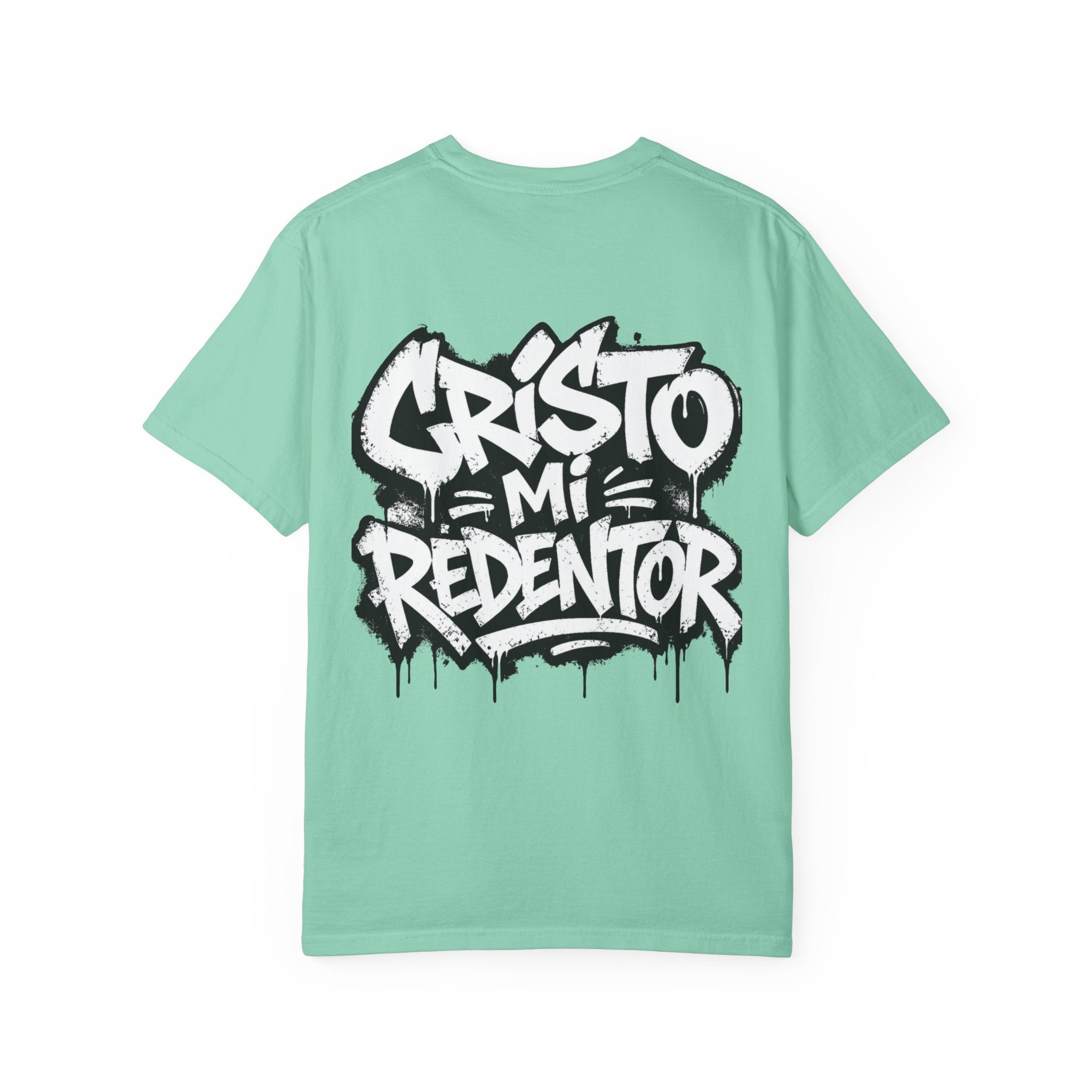 Cristo Mi Redentor Graphic T-Shirt — Spanish Faith Tee with Bold Graffiti Back