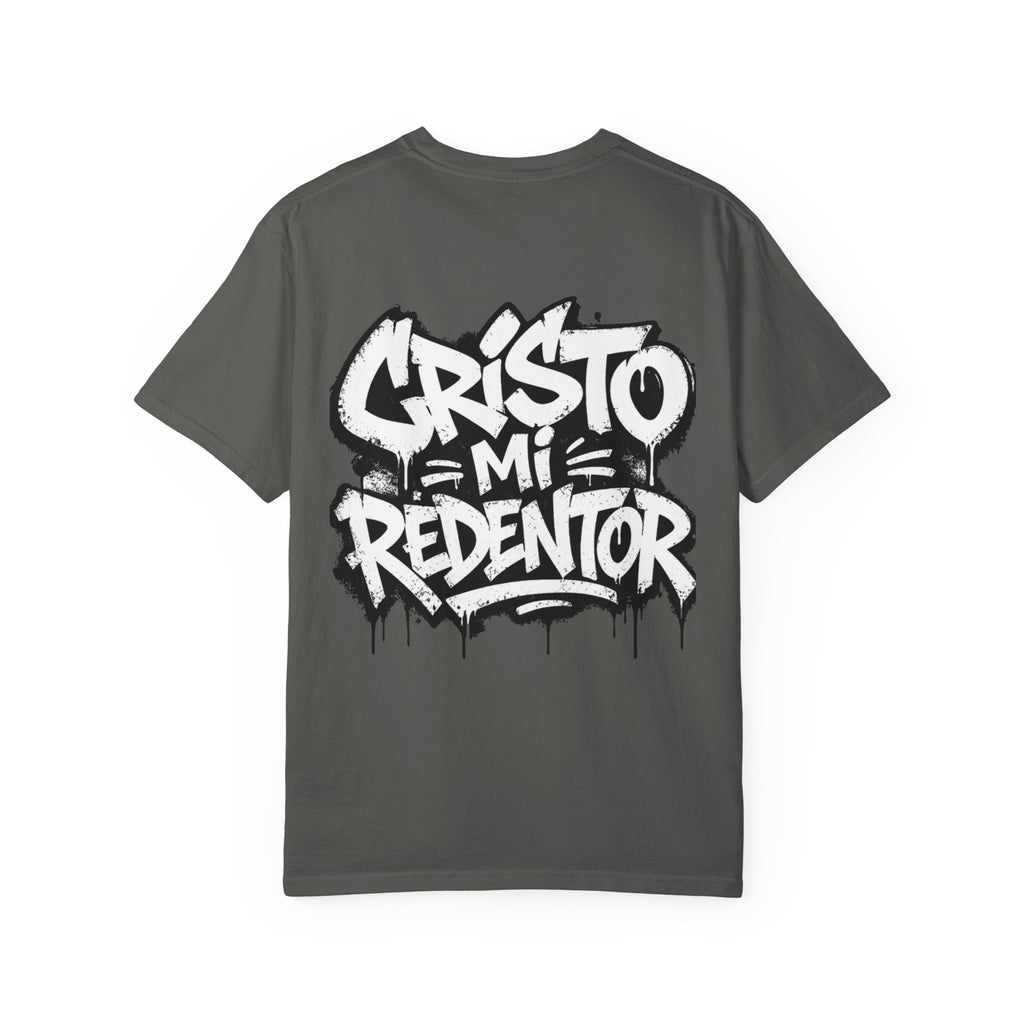 Religious Graphic T-Shirt — "Cristo Mi Redentor" Street Art Design