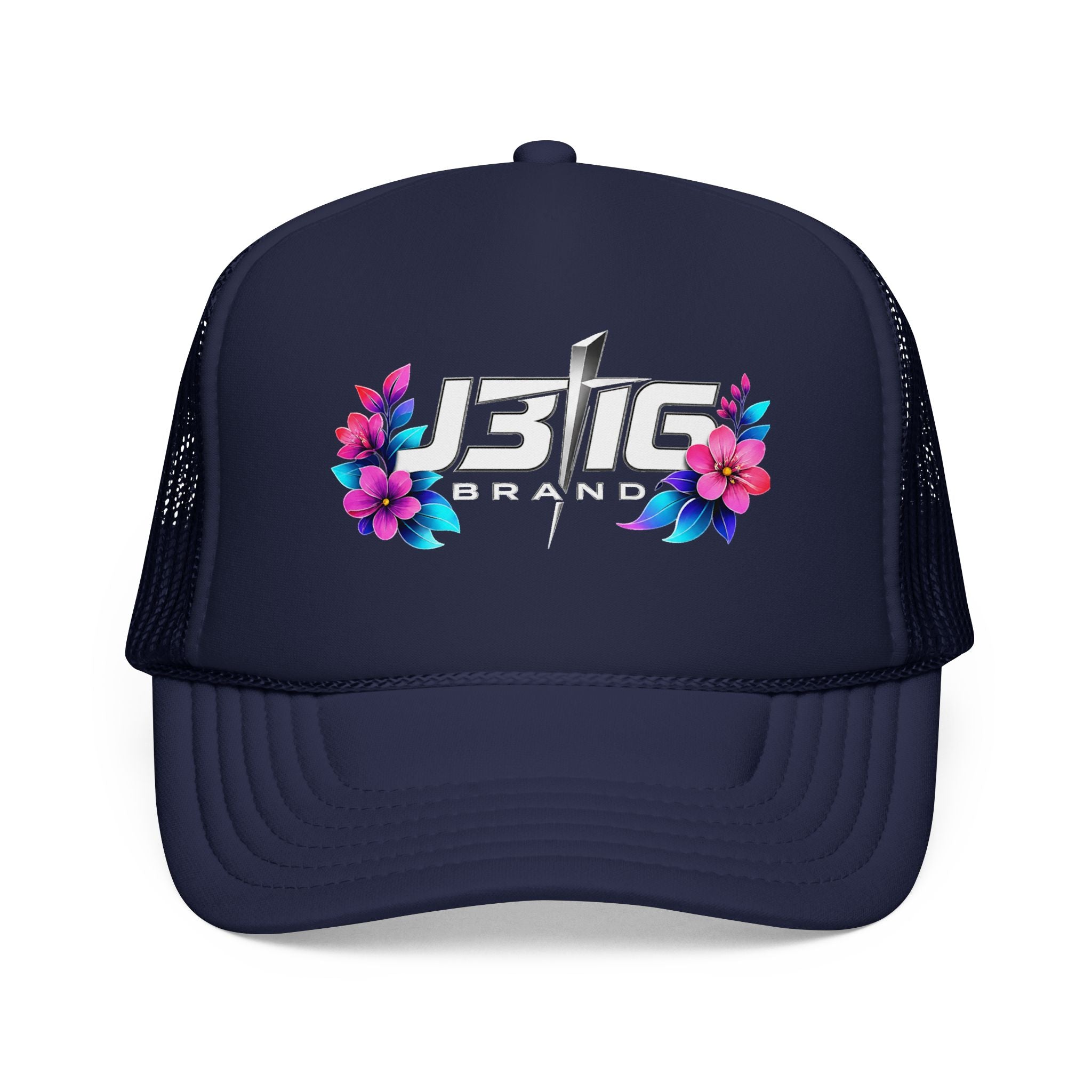 J316 Floral Logo Foam Trucker Hat Dark
