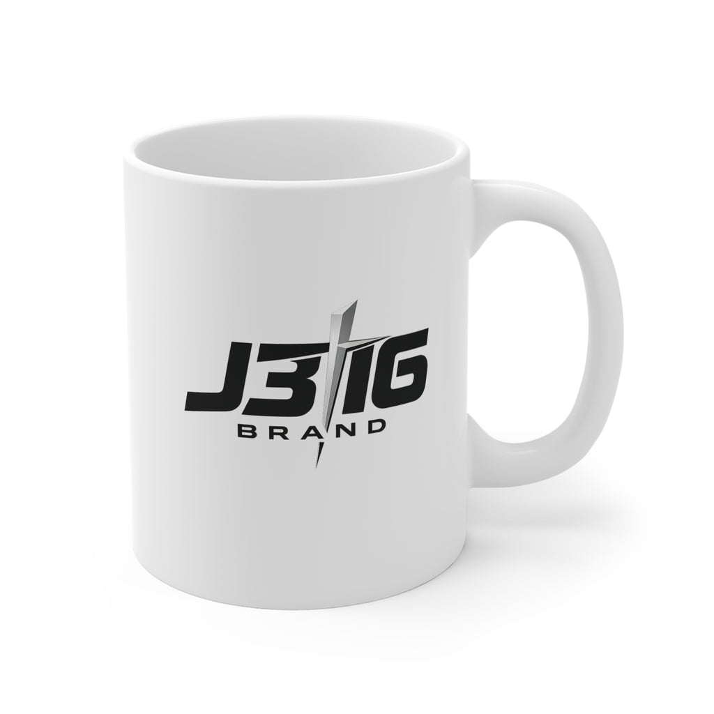 J316 Brand Logo Mug — 11oz White Ceramic Coffee Cup