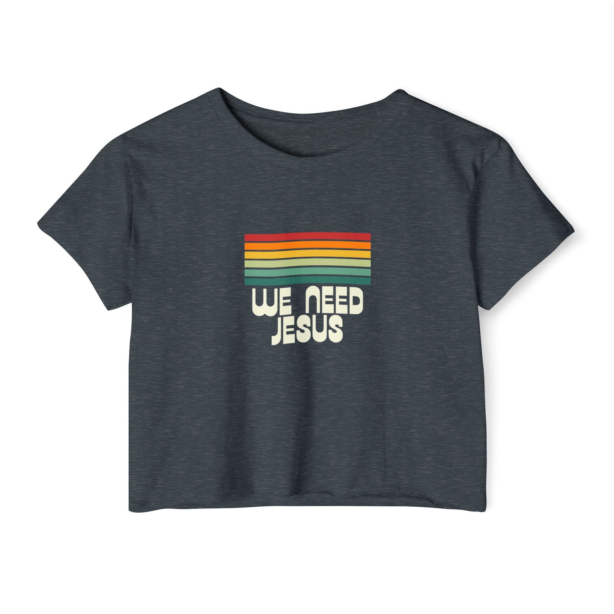 J316 We Need Jesus Womens Crop Top Dark