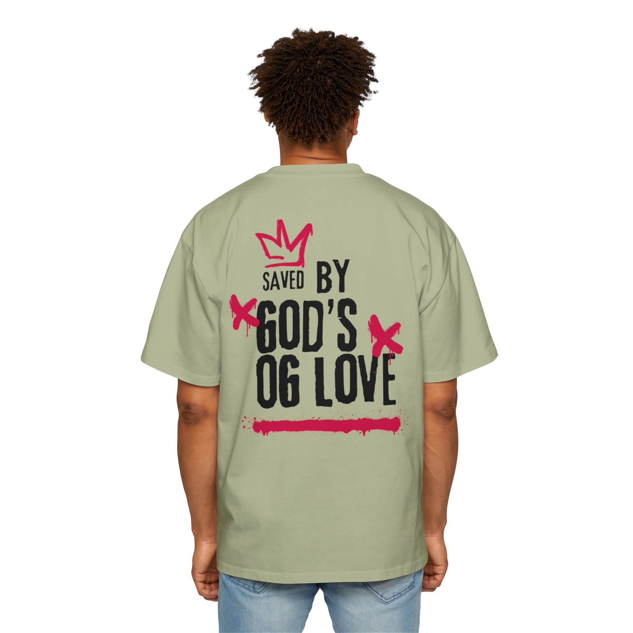 'Saved By God's Love' Oversized Men's Tee — J316 Urban Clothing Graphic T‑Shirt