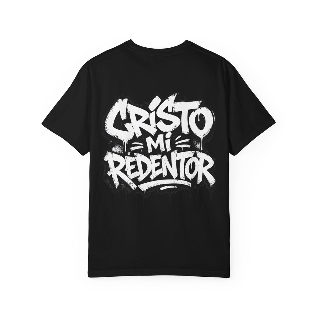 Religious Graphic T-Shirt — "Cristo Mi Redentor" Street Art Design