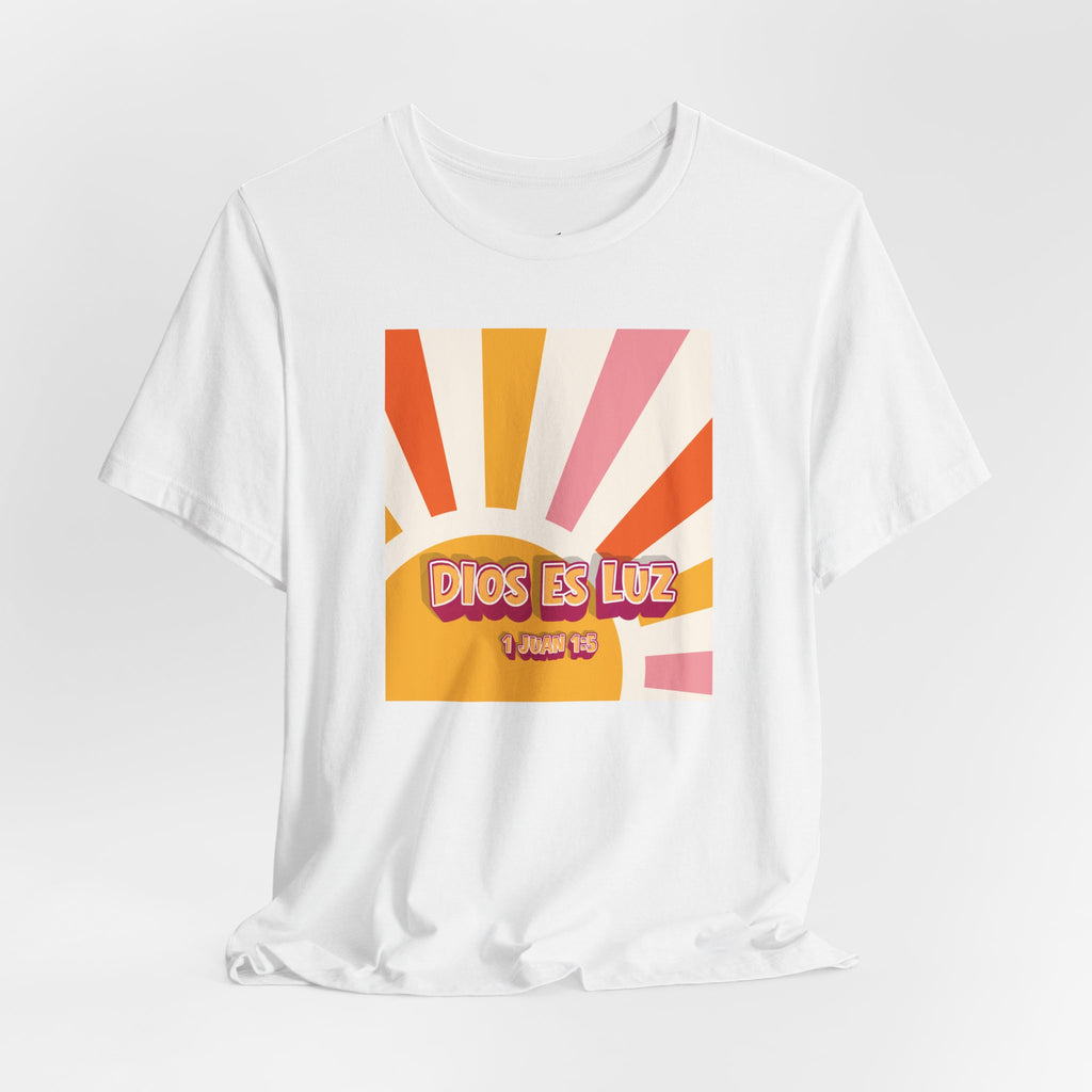 Dios Es Luz T‑Shirt – Retro Sunrise Christian Faith Tee