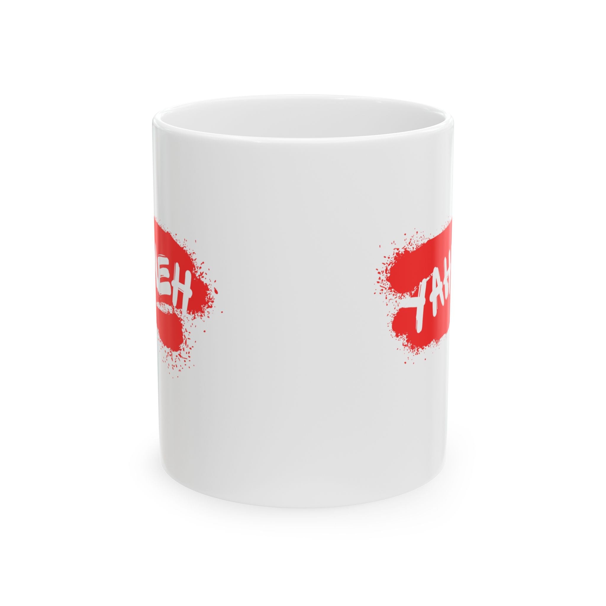 Ceramic Mug — Bold Red Graffiti 'Theh' Coffee Cup (11oz, 15oz)