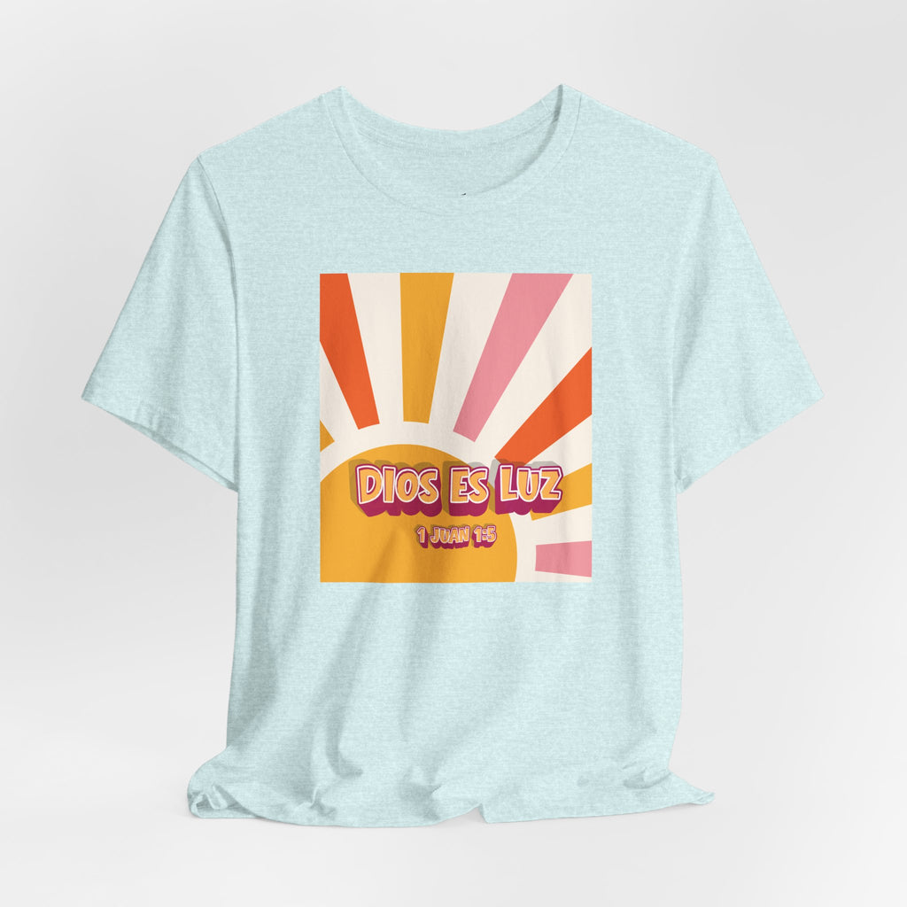 Dios Es Luz T‑Shirt – Retro Sunrise Christian Faith Tee