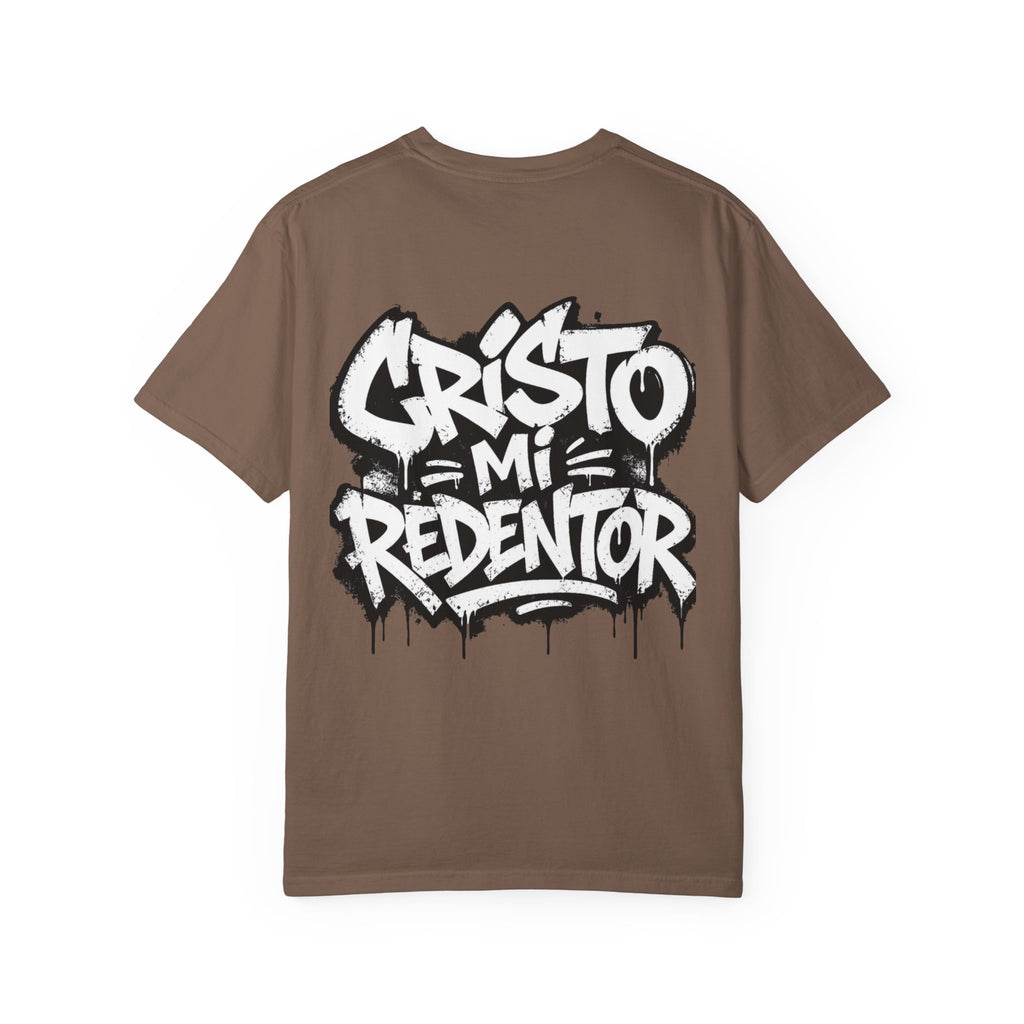 Religious Graphic T-Shirt — "Cristo Mi Redentor" Street Art Design