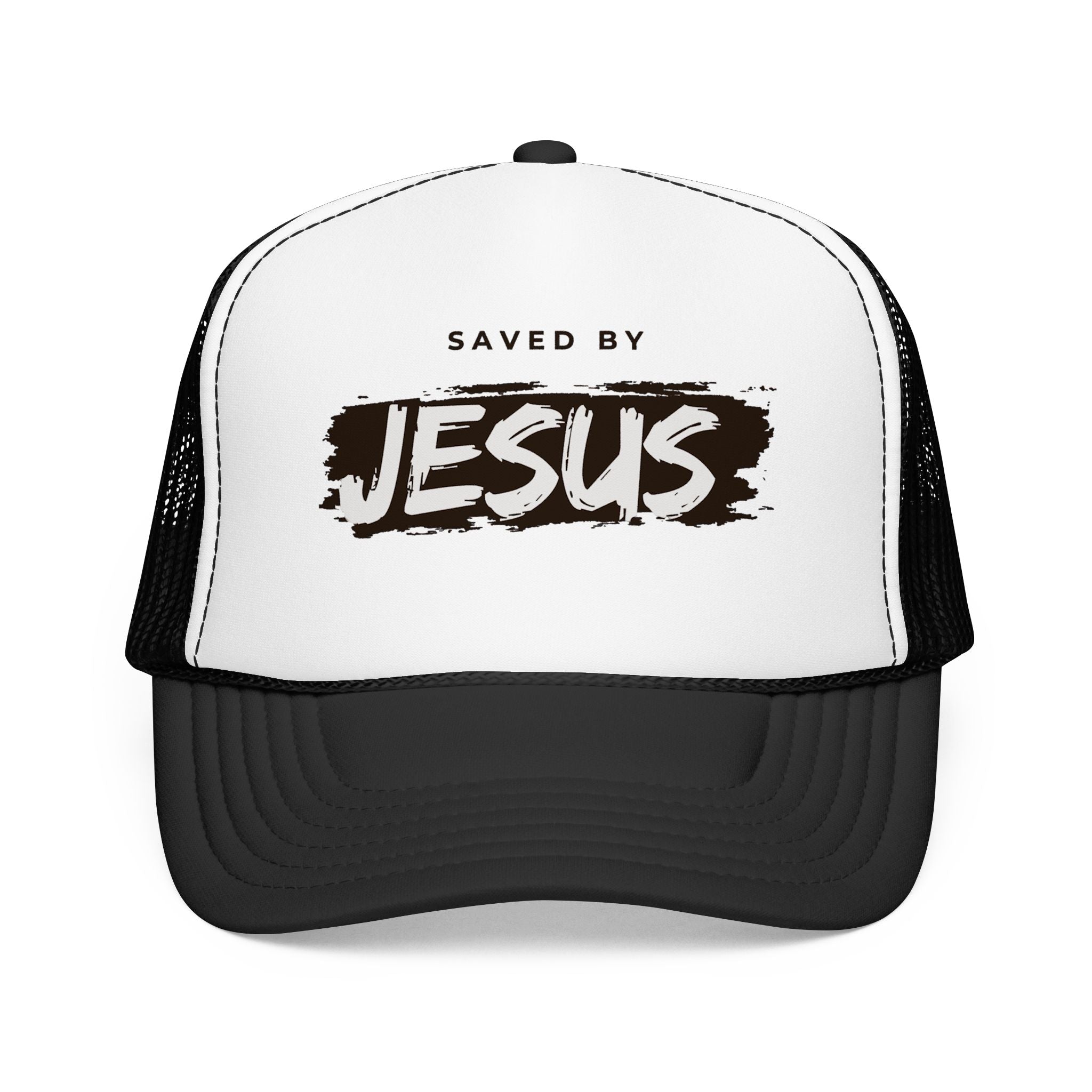 J316 Saved by Jesus Foam Trucker hat