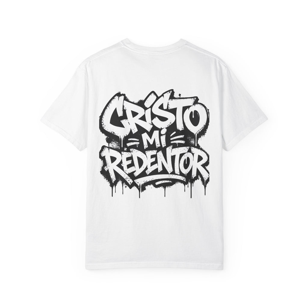 Cristo Mi Redentor Graphic T-Shirt — Spanish Faith Tee with Bold Graffiti Back